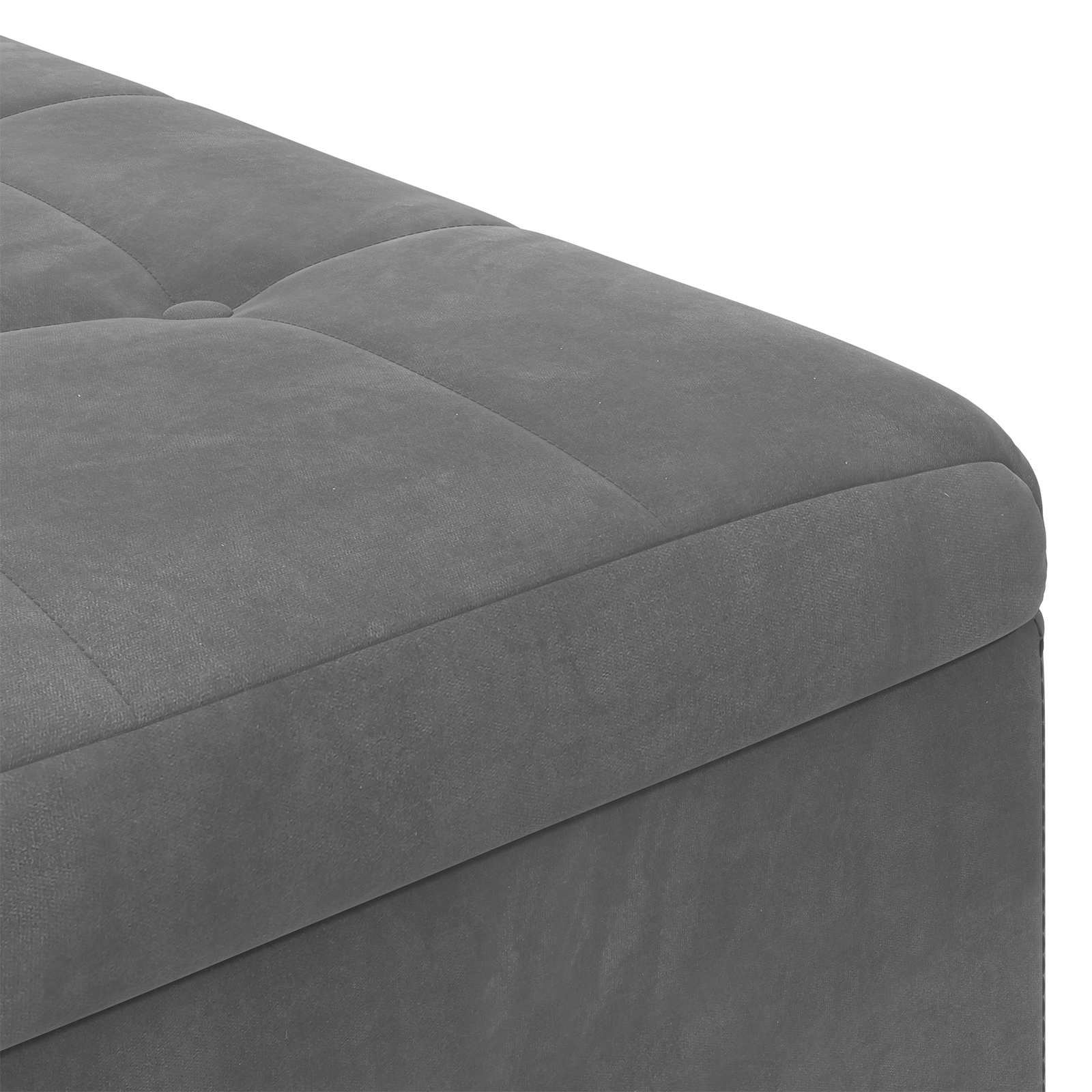 Tabouret bouton avec coussin Gris foncé 80 x 80 x 45 cm Velours - XIOS