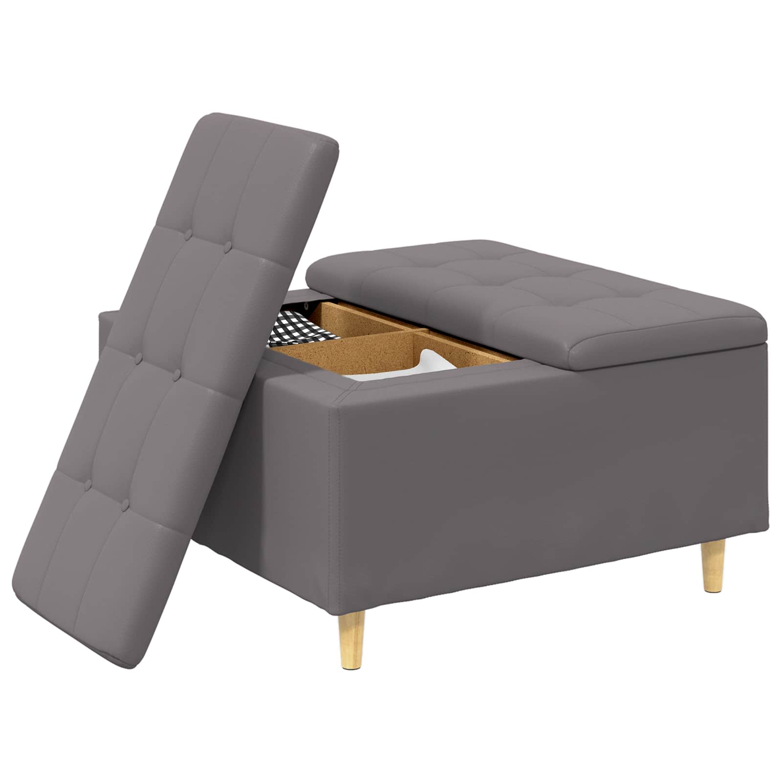 Tabouret bouton avec coussin Gris 80 x 80 x 45 cm Simili cuir - XIOS