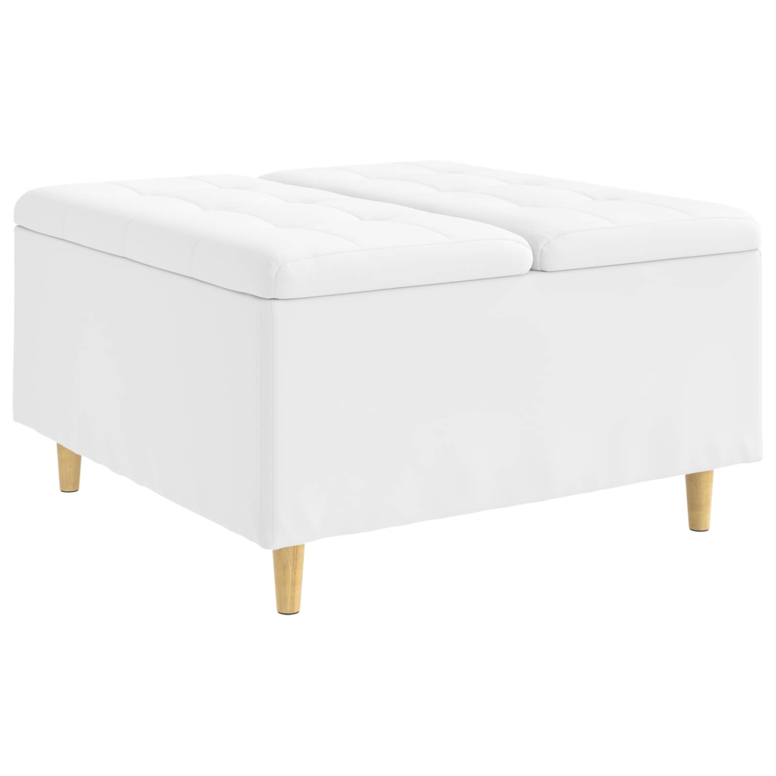 Tabouret bouton avec coussin Blanc 80 x 80 x 45 cm Simili cuir - XIOS