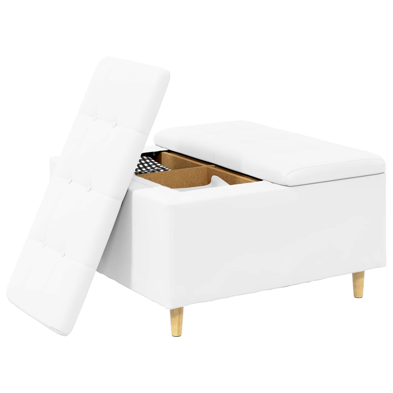 Tabouret bouton avec coussin Blanc 80 x 80 x 45 cm Simili cuir - XIOS