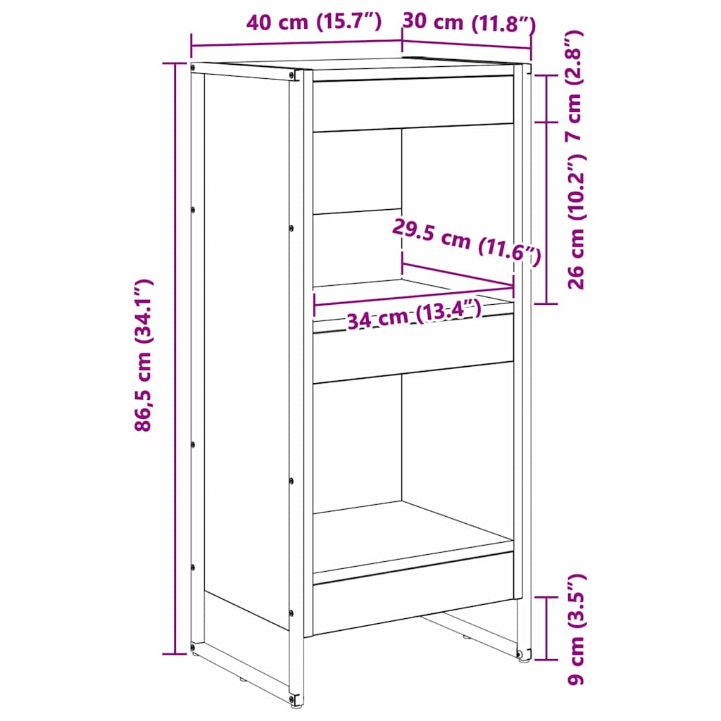 Bibliothèque Chêne artisan 80 x 30 x 155 cm Bois d'ingénierie - XIOS