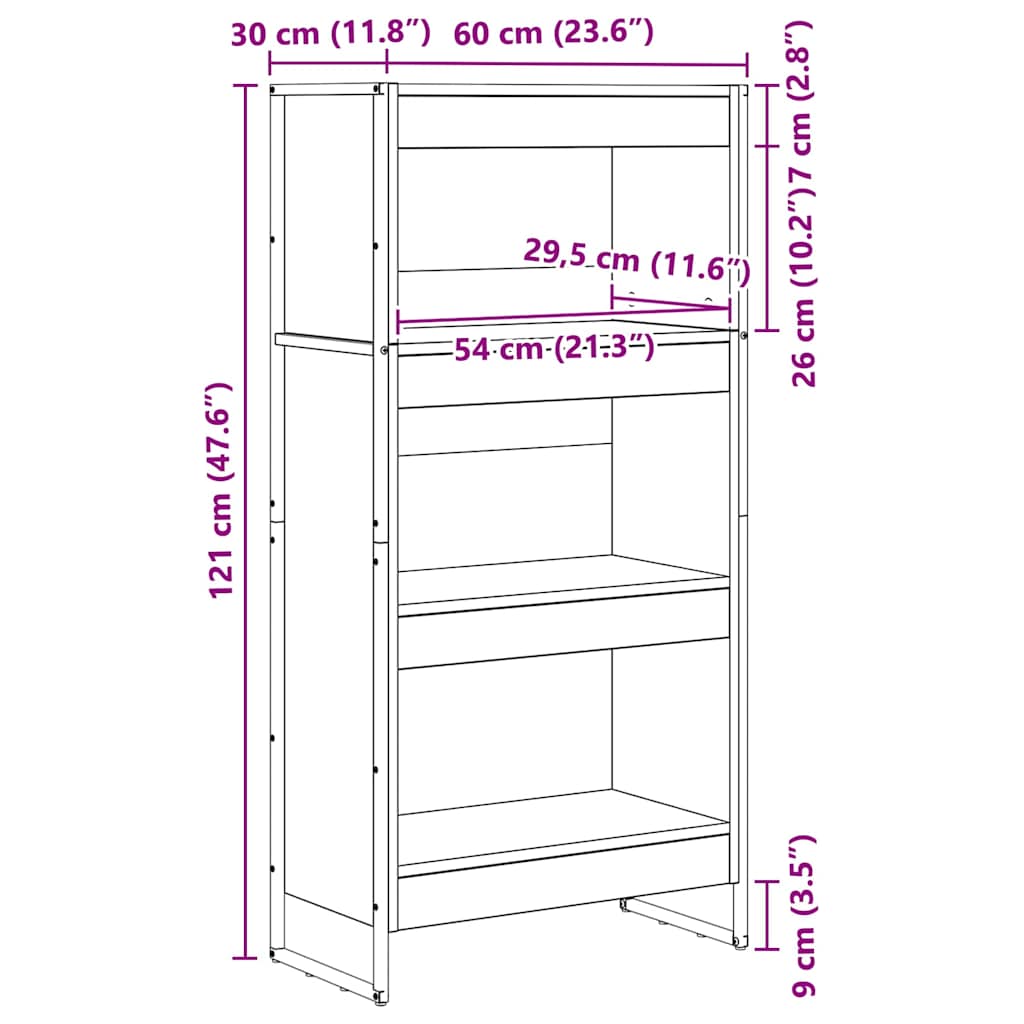 Bibliothèque Chêne artisan 80 x 30 x 155 cm Bois d'ingénierie - XIOS