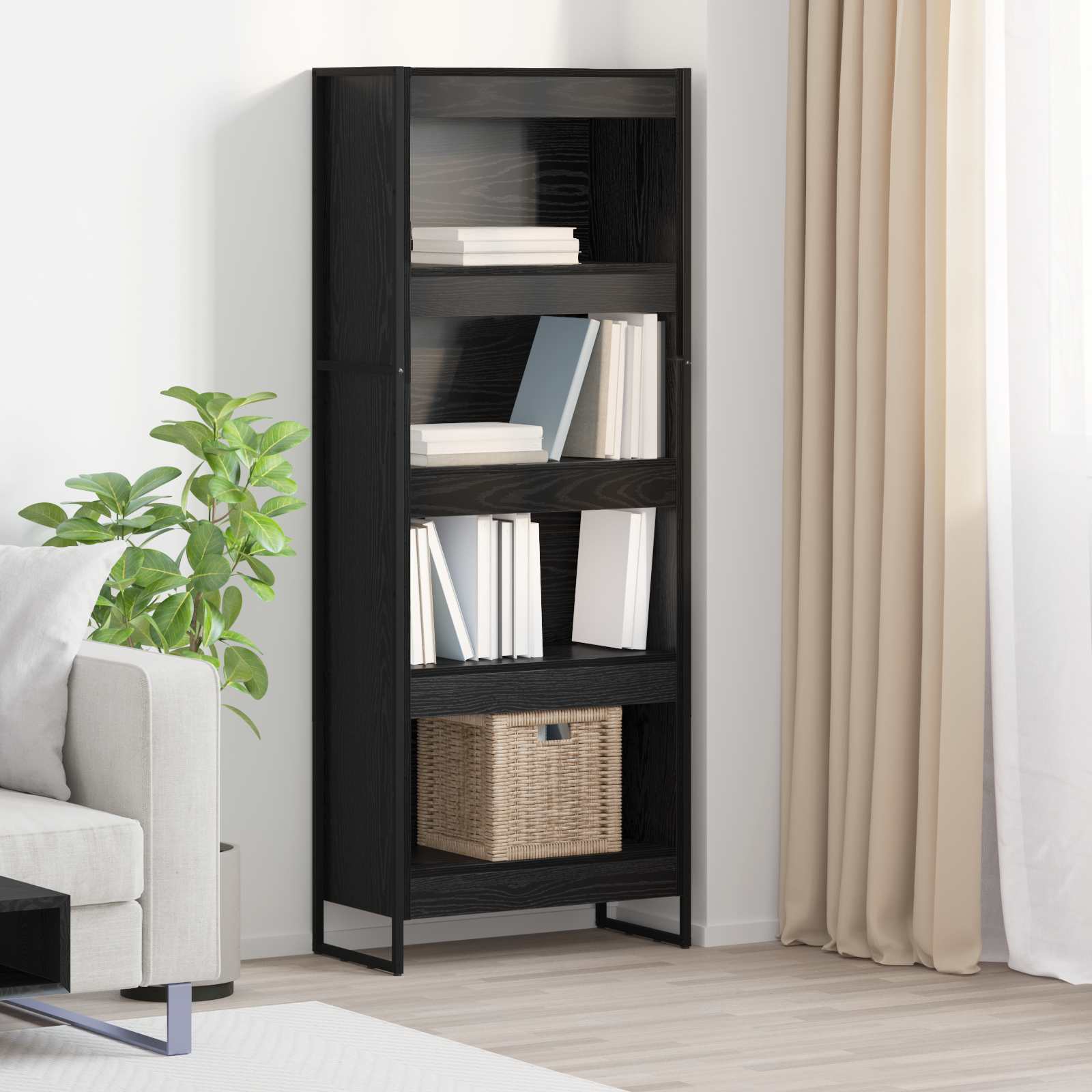 Bibliothèque Chêne noir 80 x 30 x 155 cm Bois d'ingénierie - XIOS