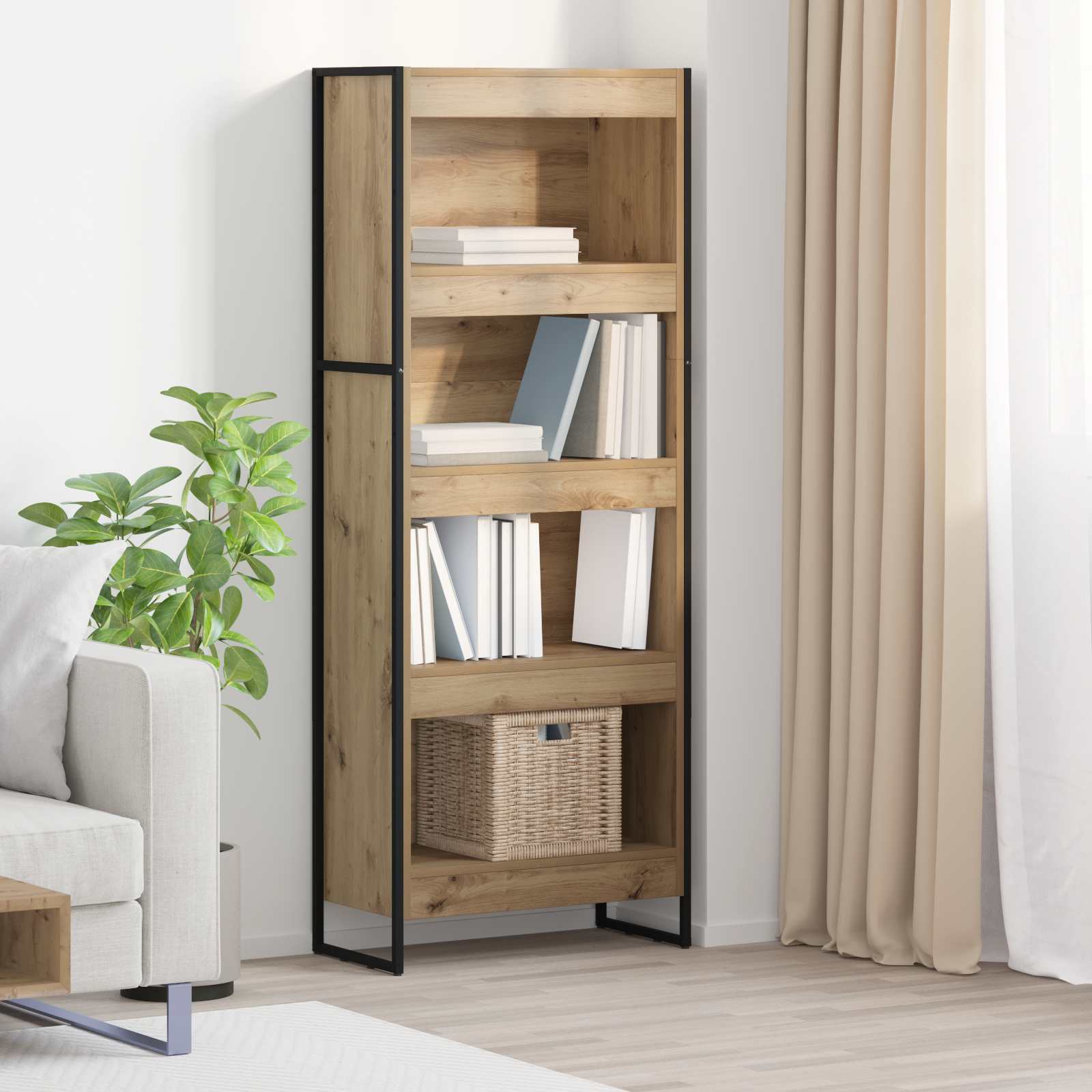 Bibliothèque Chêne artisan 80 x 30 x 155 cm Bois d'ingénierie - XIOS