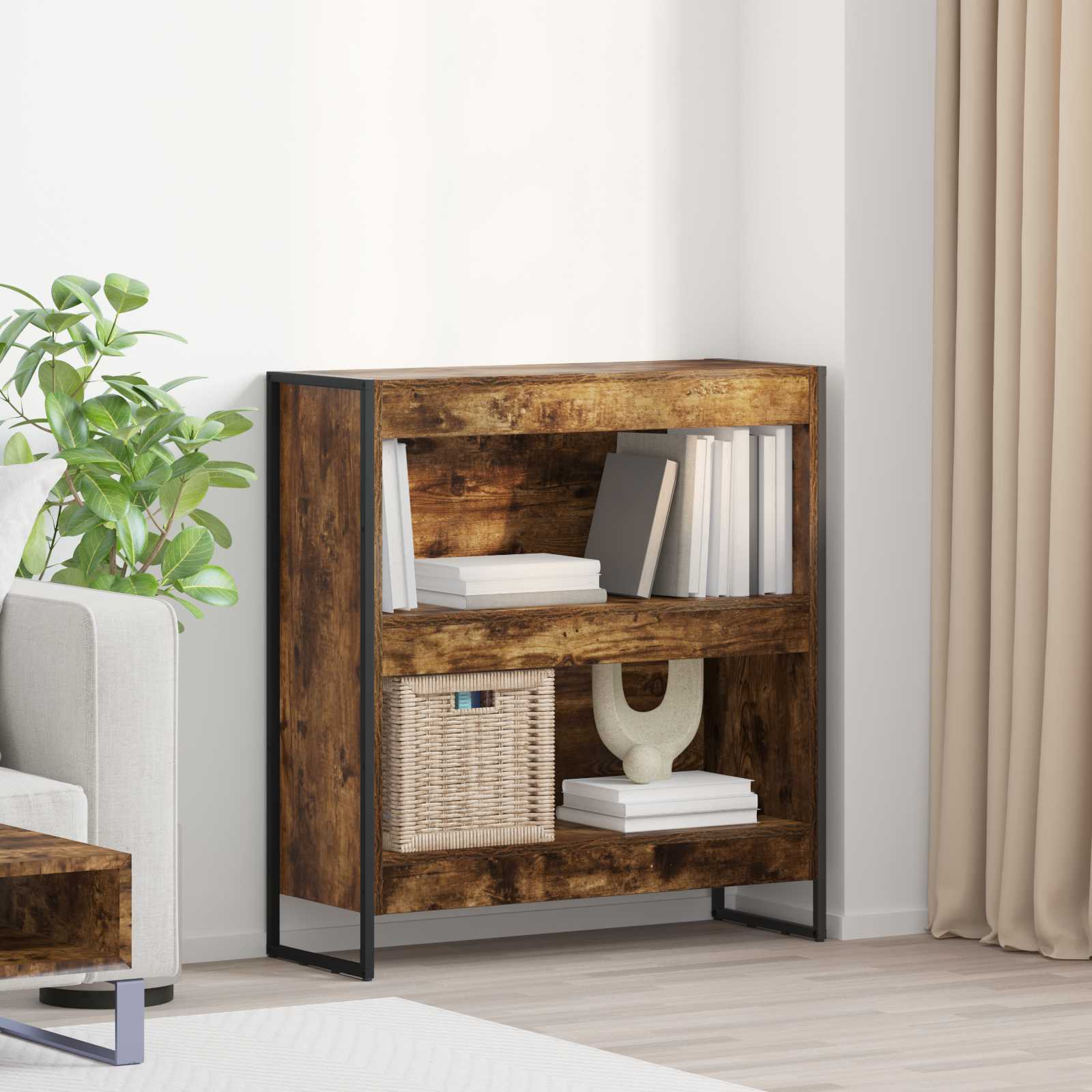 Bibliothèque Chêne Fumé 80 x 30 x 155 cm Bois d'ingénierie - XIOS