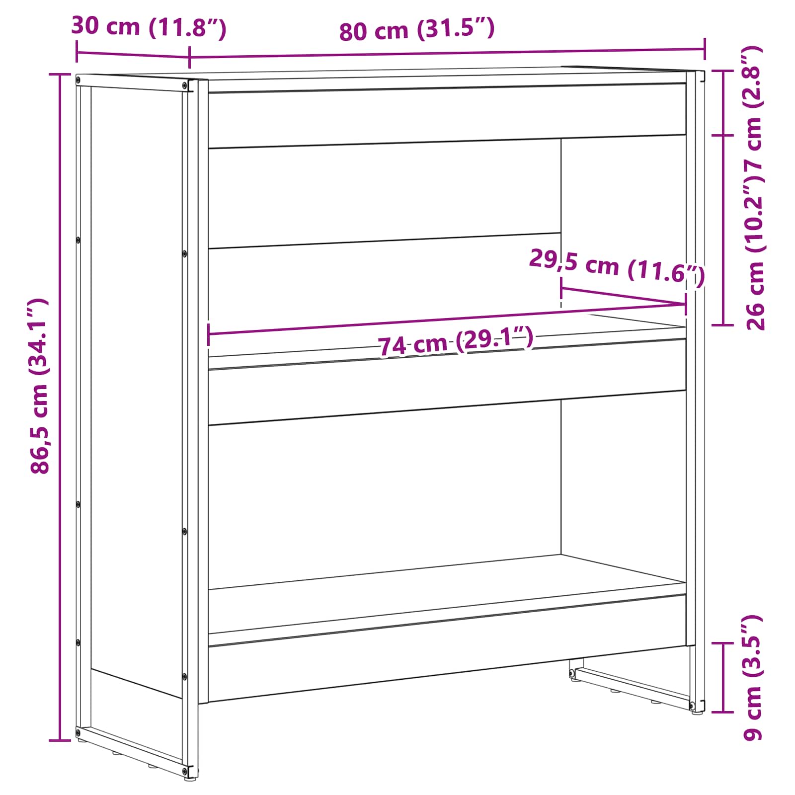 Bibliothèque Bois Ancien 80 x 30 x 155 cm Bois d'ingénierie - XIOS