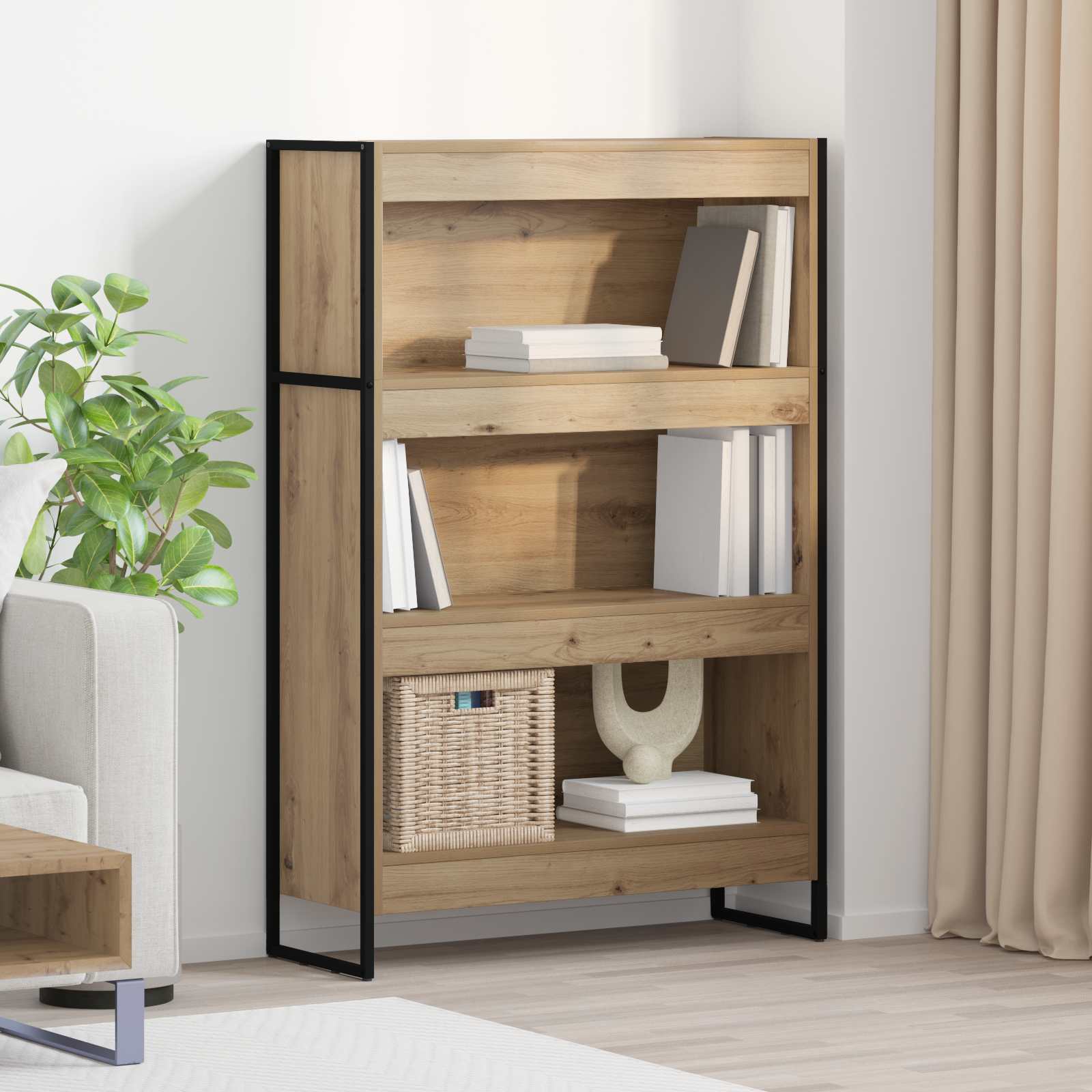 Bibliothèque Chêne artisan 80 x 30 x 155 cm Bois d'ingénierie - XIOS