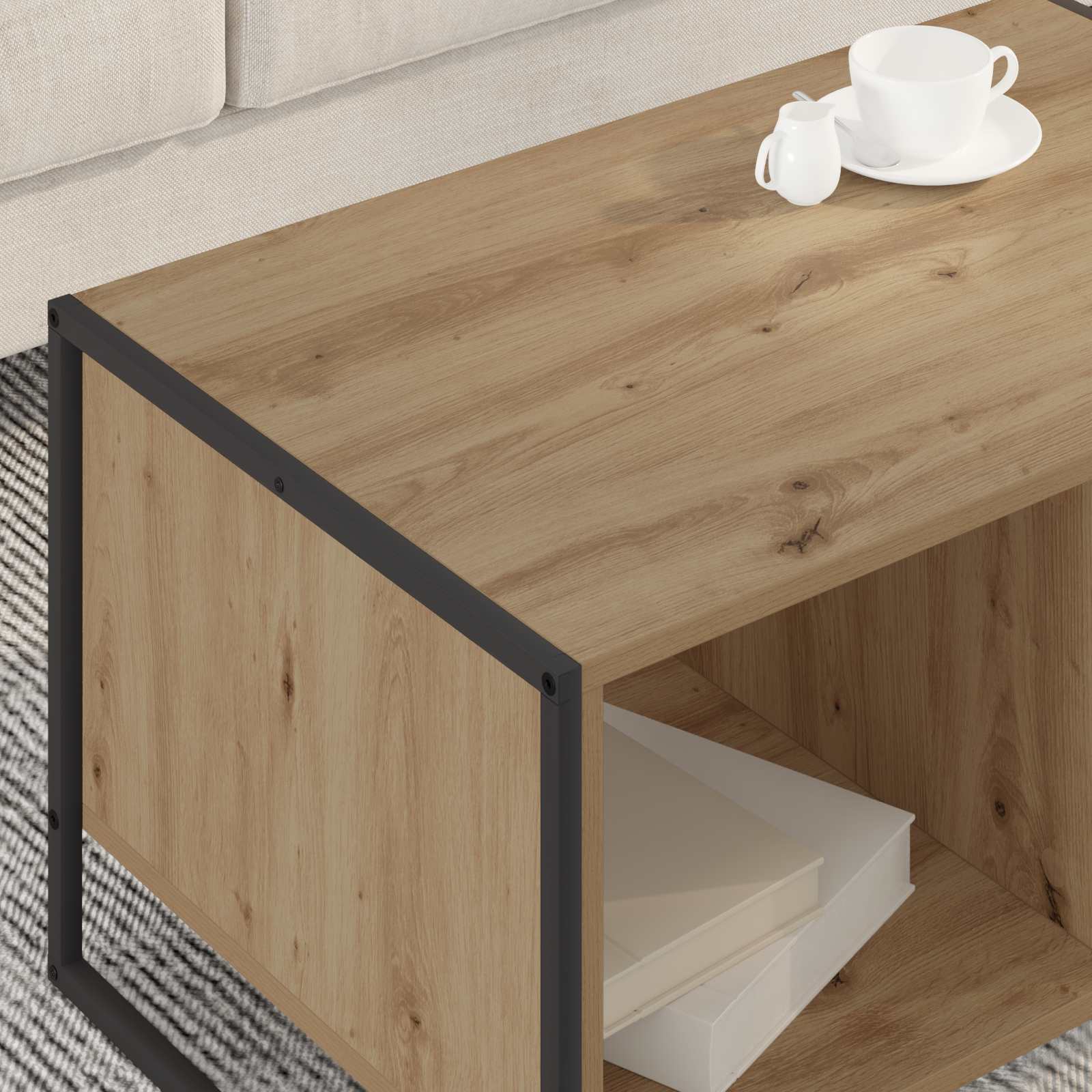 Table basse Chêne artisan 80 x 50 x 40 cm Bois d'ingénierie - XIOS