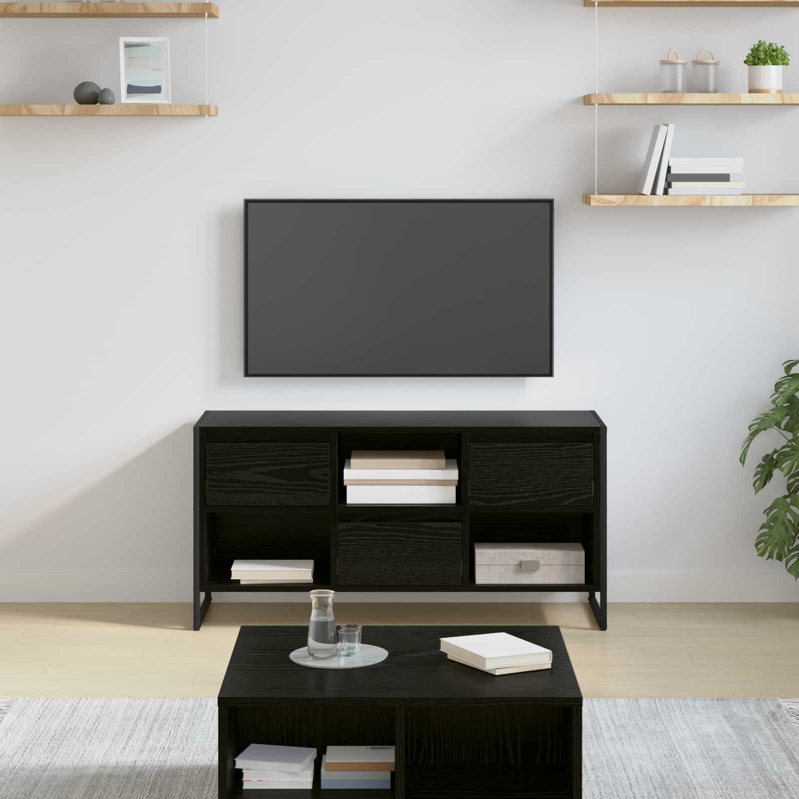 Meuble TV Chêne noir 100 x 36 x 49,5 cm Bois d'ingénierie - XIOS