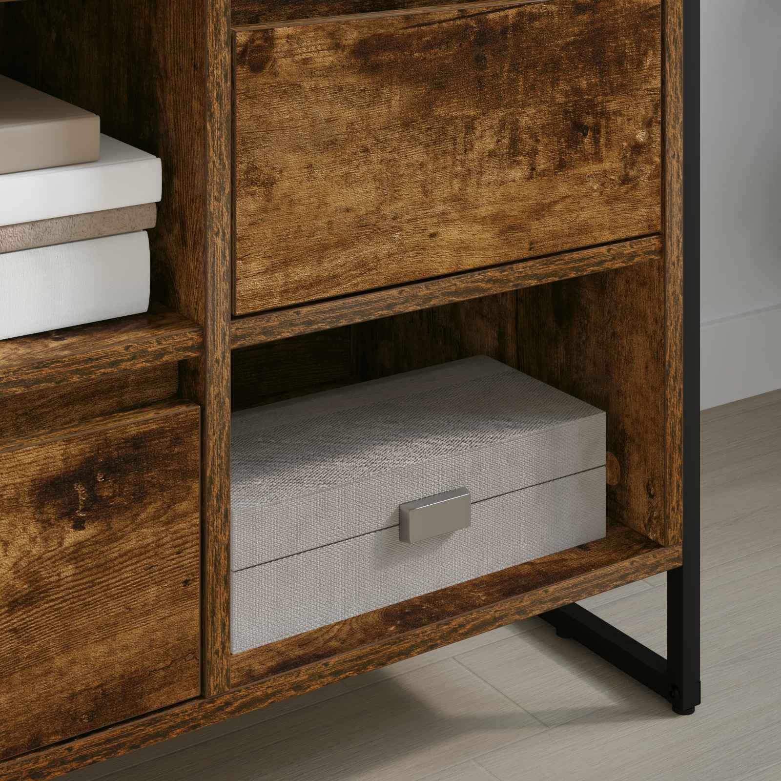 Meuble TV Chêne Fumé 100 x 36 x 49,5 cm Bois d'ingénierie - XIOS