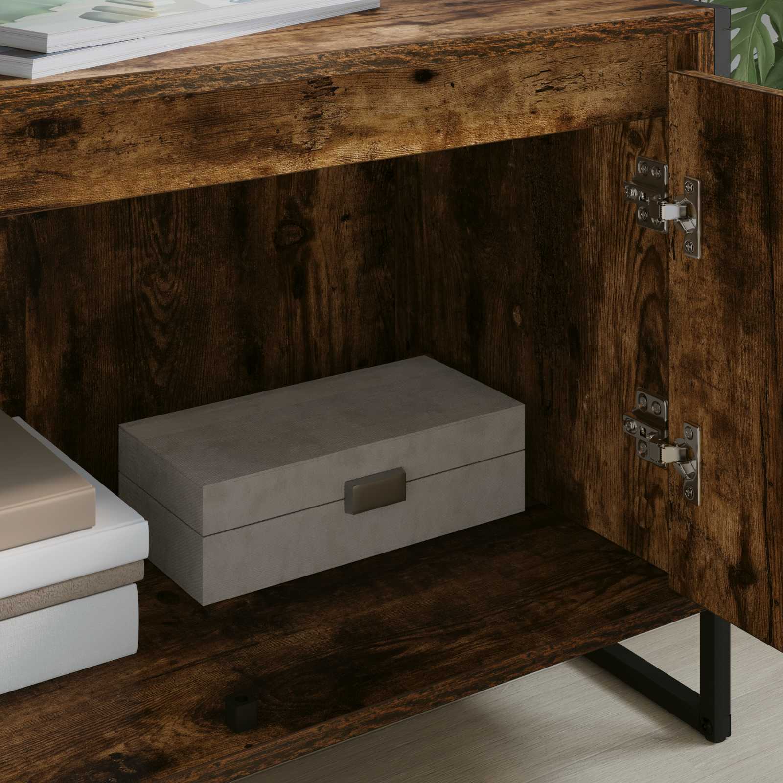 Meuble TV Chêne Fumé 140 x 36 x 49.5 cm Bois d'ingénierie - XIOS