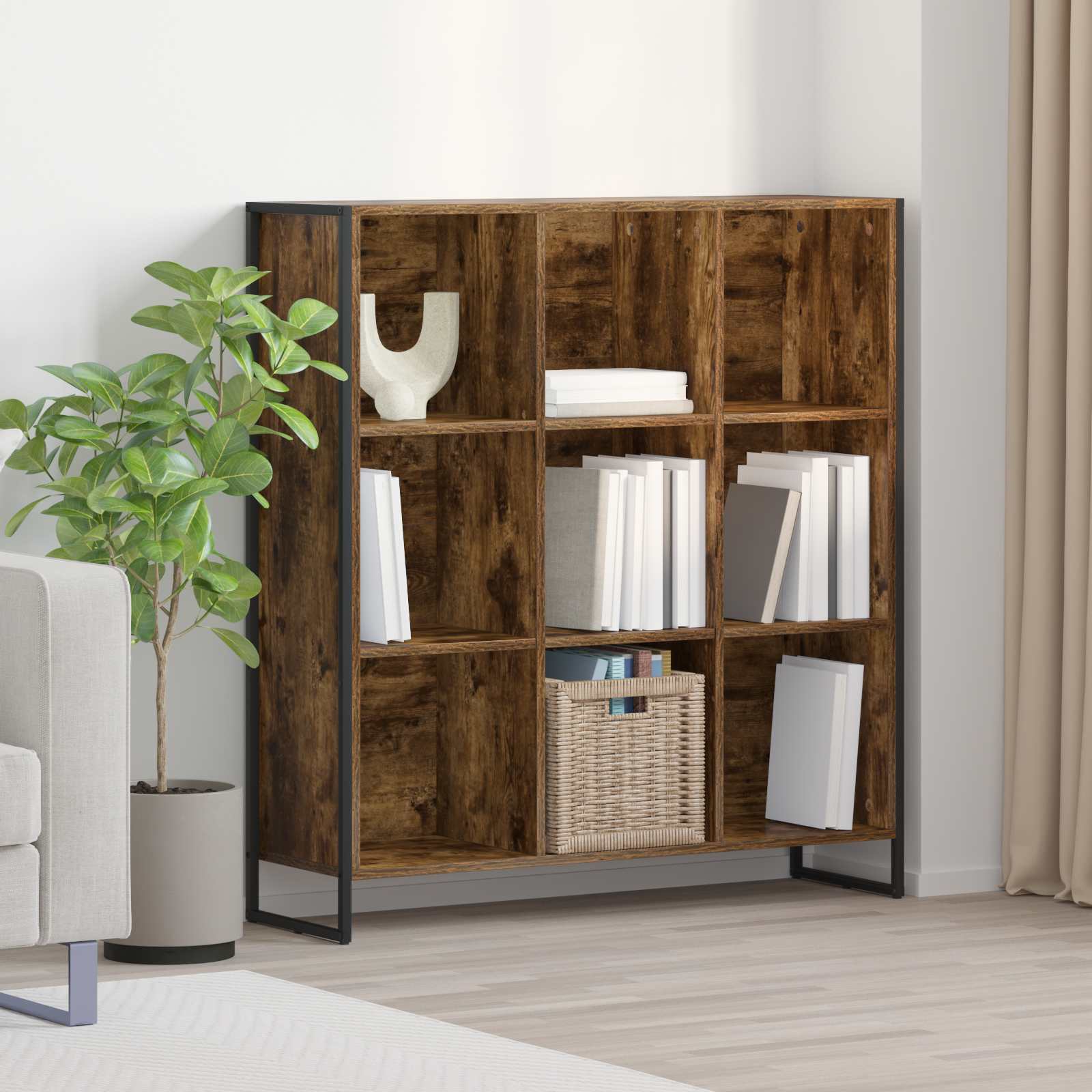 Bibliothèque Chêne Fumé 99,5 x 30 x 108,5 cm Bois d'ingénierie - XIOS