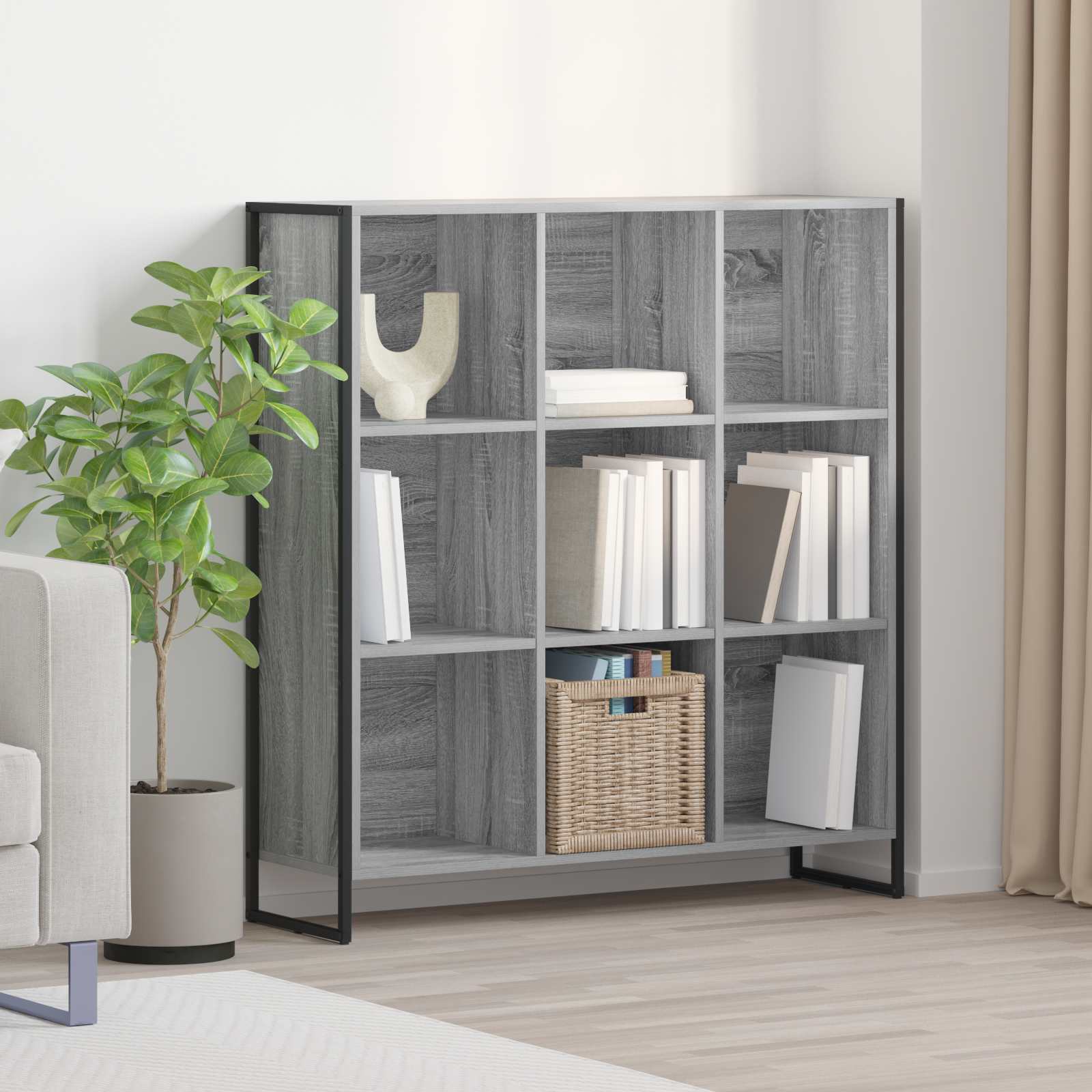 Bibliothèque Gris Sonoma 99,5 x 30 x 108,5 cm Bois d'ingénierie - XIOS