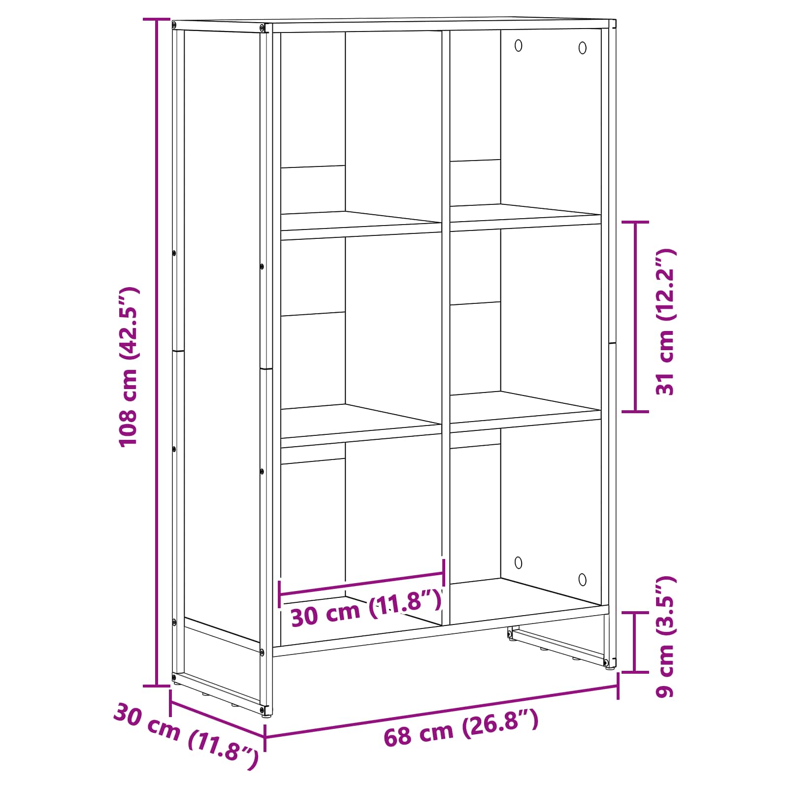 Bibliothèque Chêne noir 99,5 x 30 x 108,5 cm Bois d'ingénierie - XIOS