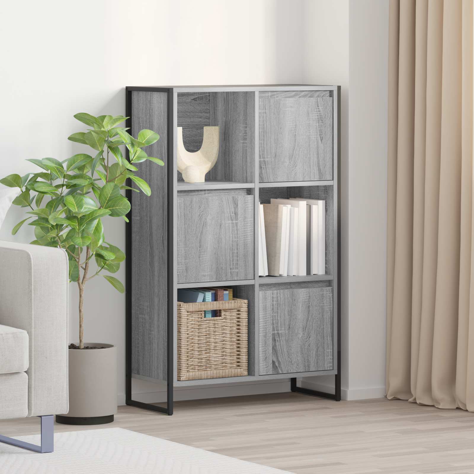 Bibliothèque Gris Sonoma 68 x 30 x 108.5 cm Bois d'ingénierie - XIOS