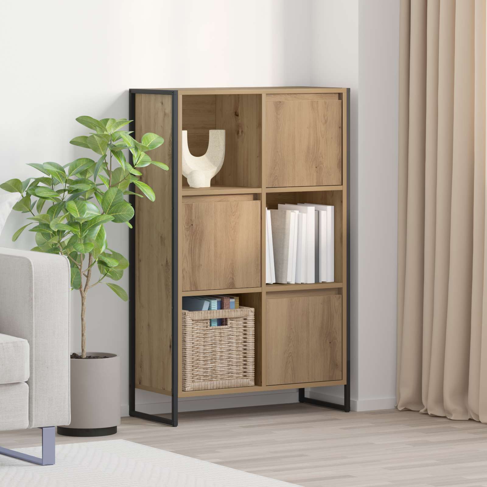 Bibliothèque Chêne artisan 68 x 30 x 108.5 cm Bois d'ingénierie - XIOS