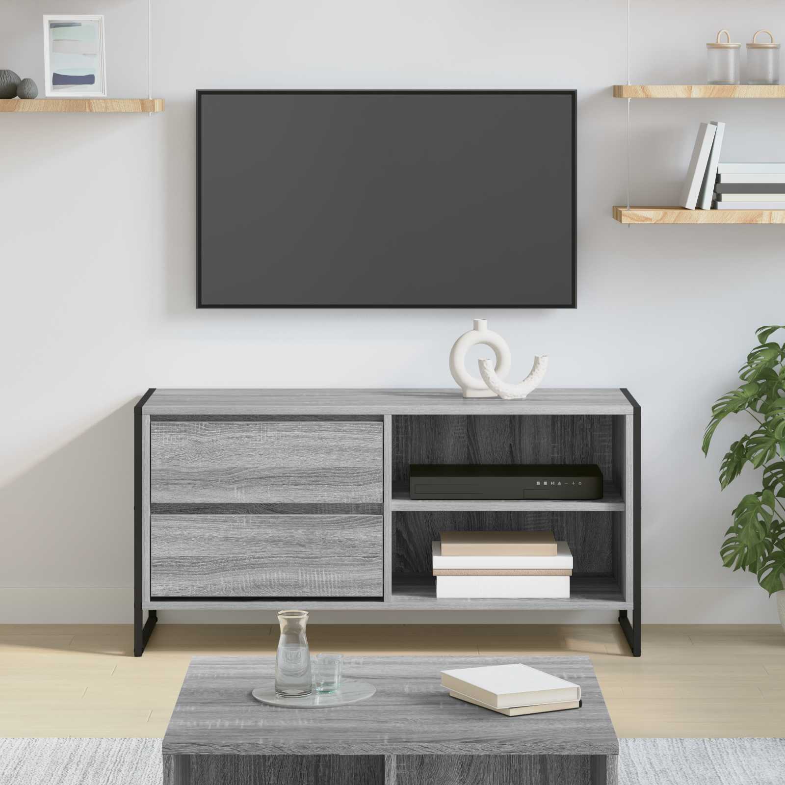 Meuble TV Gris Sonoma 100 x 36 x 49,5 cm Bois d'ingénierie - XIOS