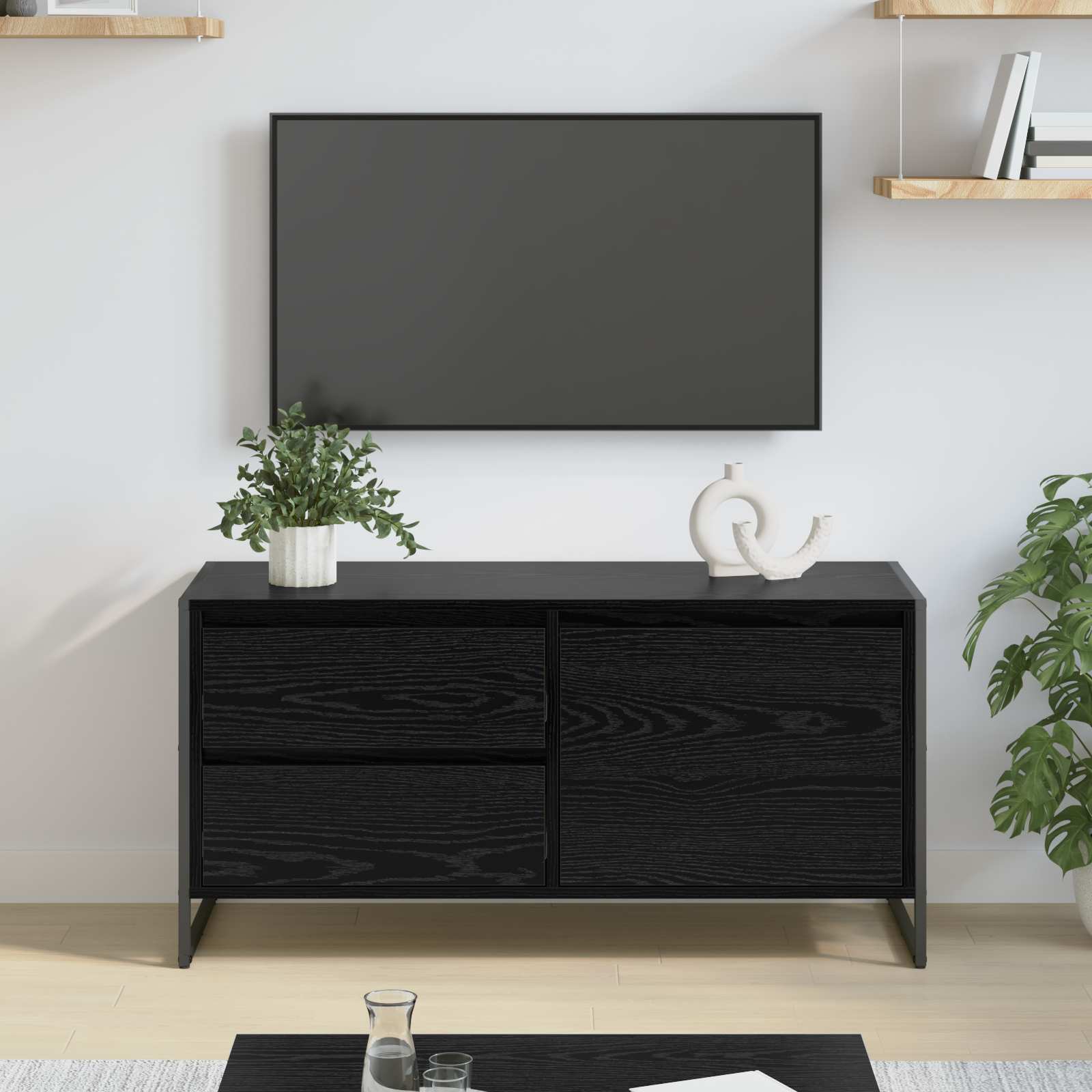 Meuble TV Chêne noir 100 x 36 x 49.5 cm Bois d'ingénierie - XIOS