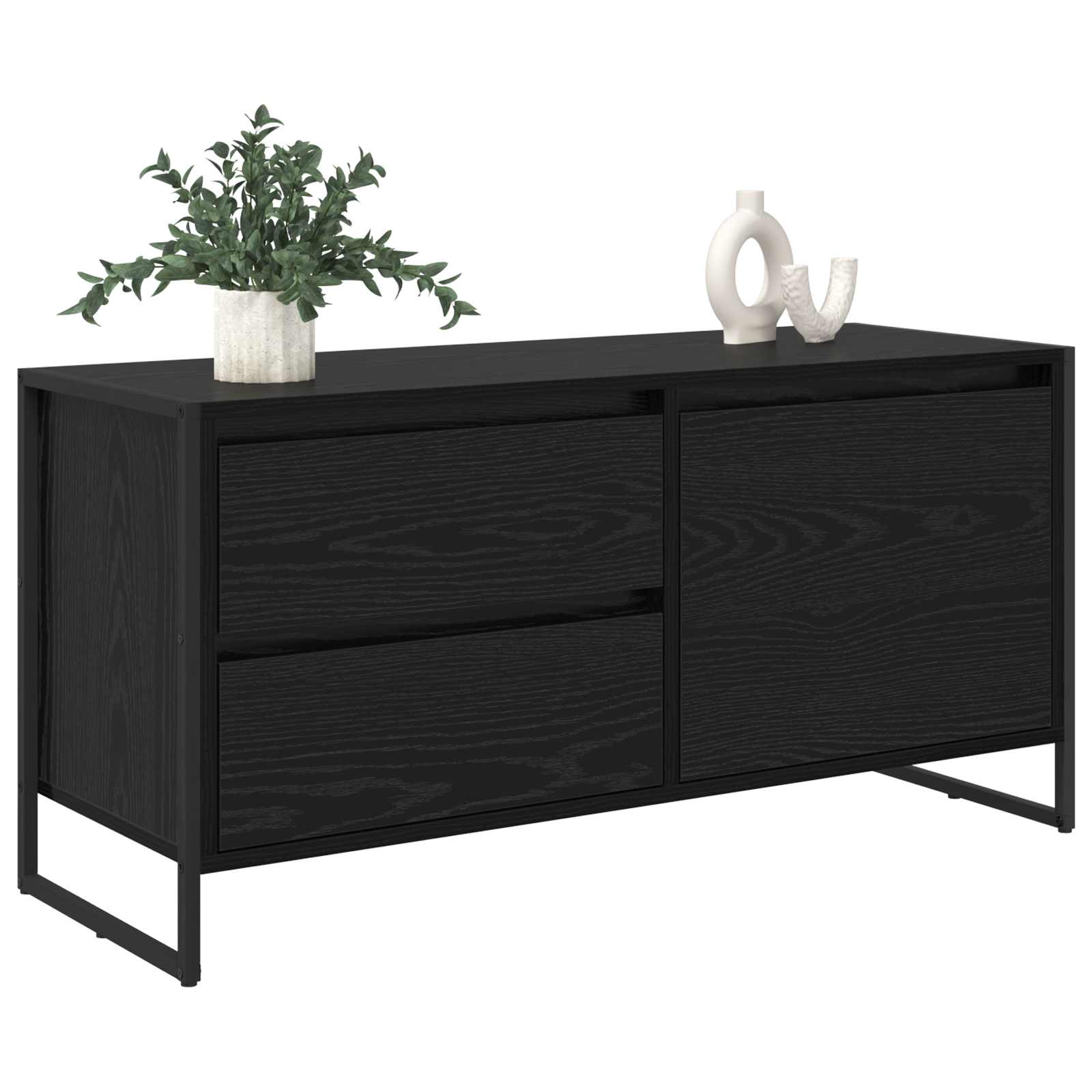 Meuble TV Chêne noir 100 x 36 x 49.5 cm Bois d'ingénierie - XIOS