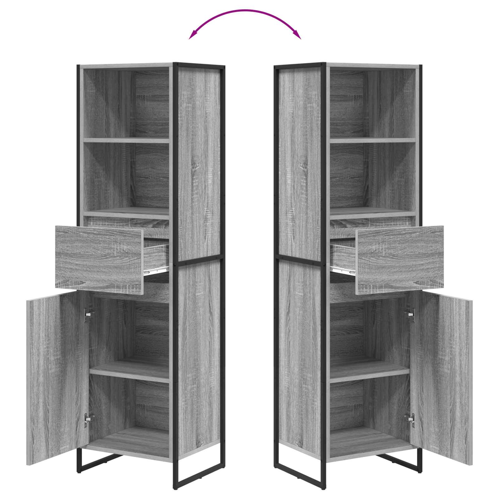 Bibliothèque Gris Sonoma 43 x 36 x 150.5 cm Bois d'ingénierie - XIOS