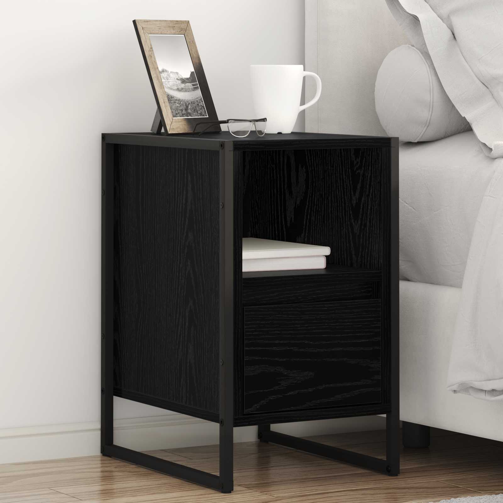 Table de chevet avec tiroir 2 pcs Chêne noir 39,5 x 30 x 50 cm - XIOS