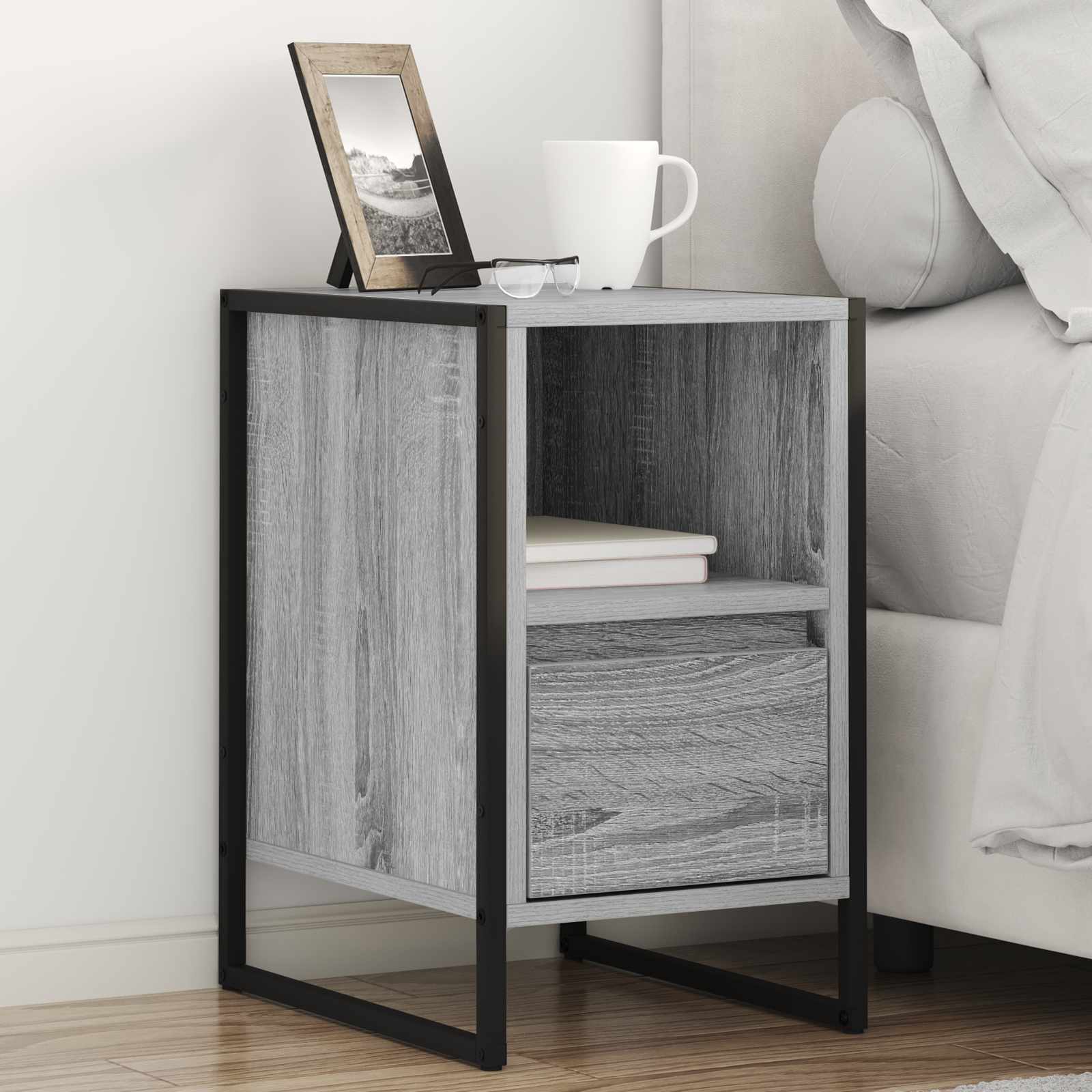 Table de chevet avec tiroir 2 pcs Gris Sonoma 39,5 x 30 x 50 cm - XIOS
