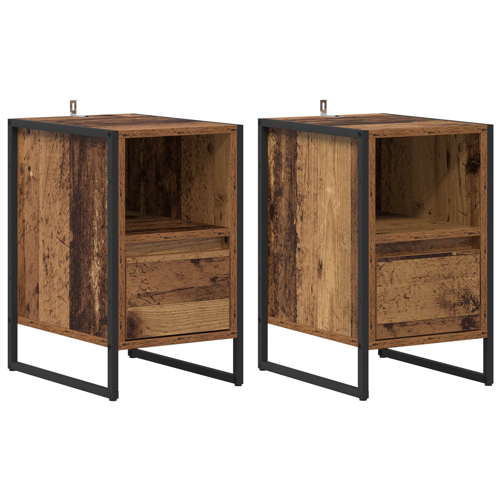 Table de chevet avec tiroir 2 pcs Bois Ancien 39,5 x 30 x 50 cm - XIOS