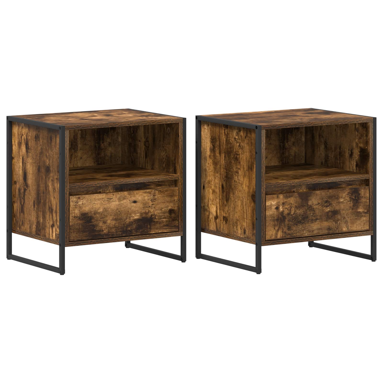 Table de chevet avec tiroir 2 pcs Chêne Fumé 50 x 39,5 x 50 cm - XIOS