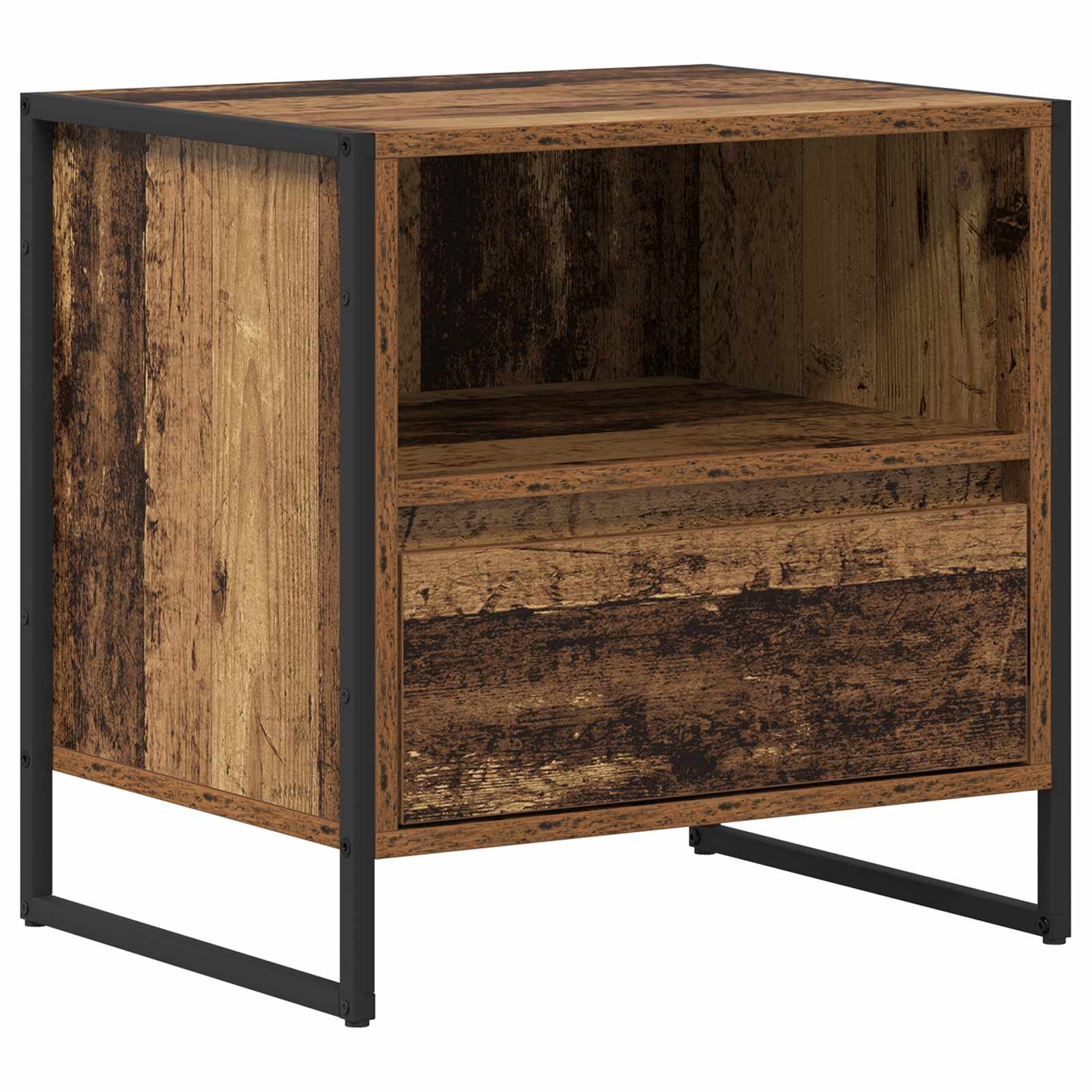 Table de chevet avec tiroir 2 pcs Bois Ancien 50 x 39,5 x 50 cm - XIOS
