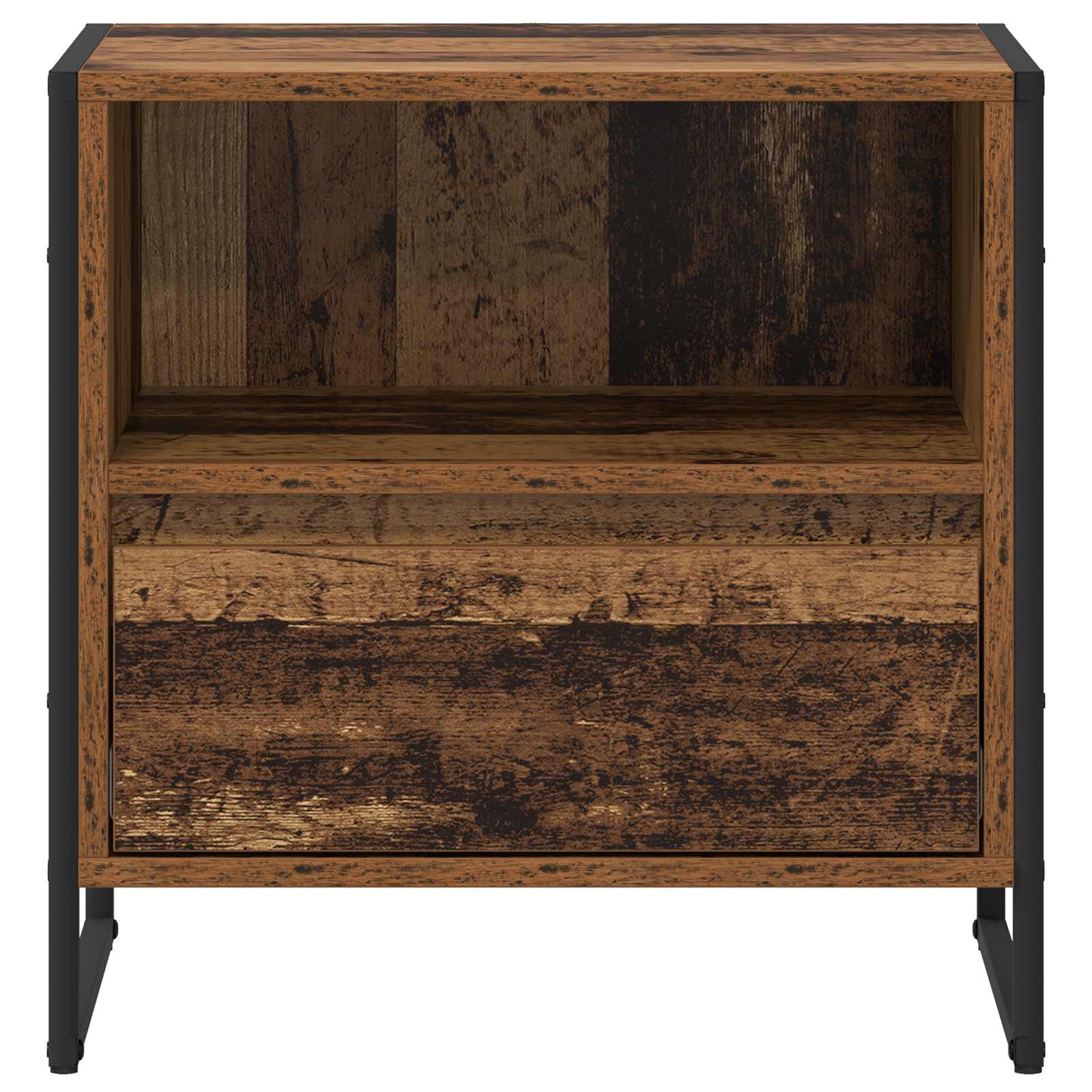 Table de chevet avec tiroir 2 pcs Bois Ancien 50 x 39,5 x 50 cm - XIOS