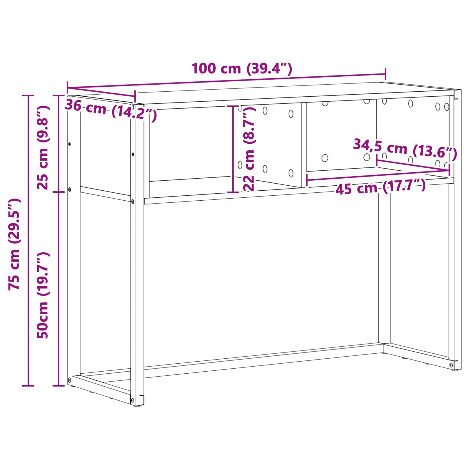 Table d'appoint Chêne Fumé 100 x 36 x 75 cm Bois d'ingénierie - XIOS