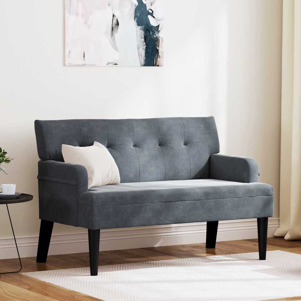 Banc Chesterfield Gris foncé 112 x 65.5 x 75 cm Velours - XIOS