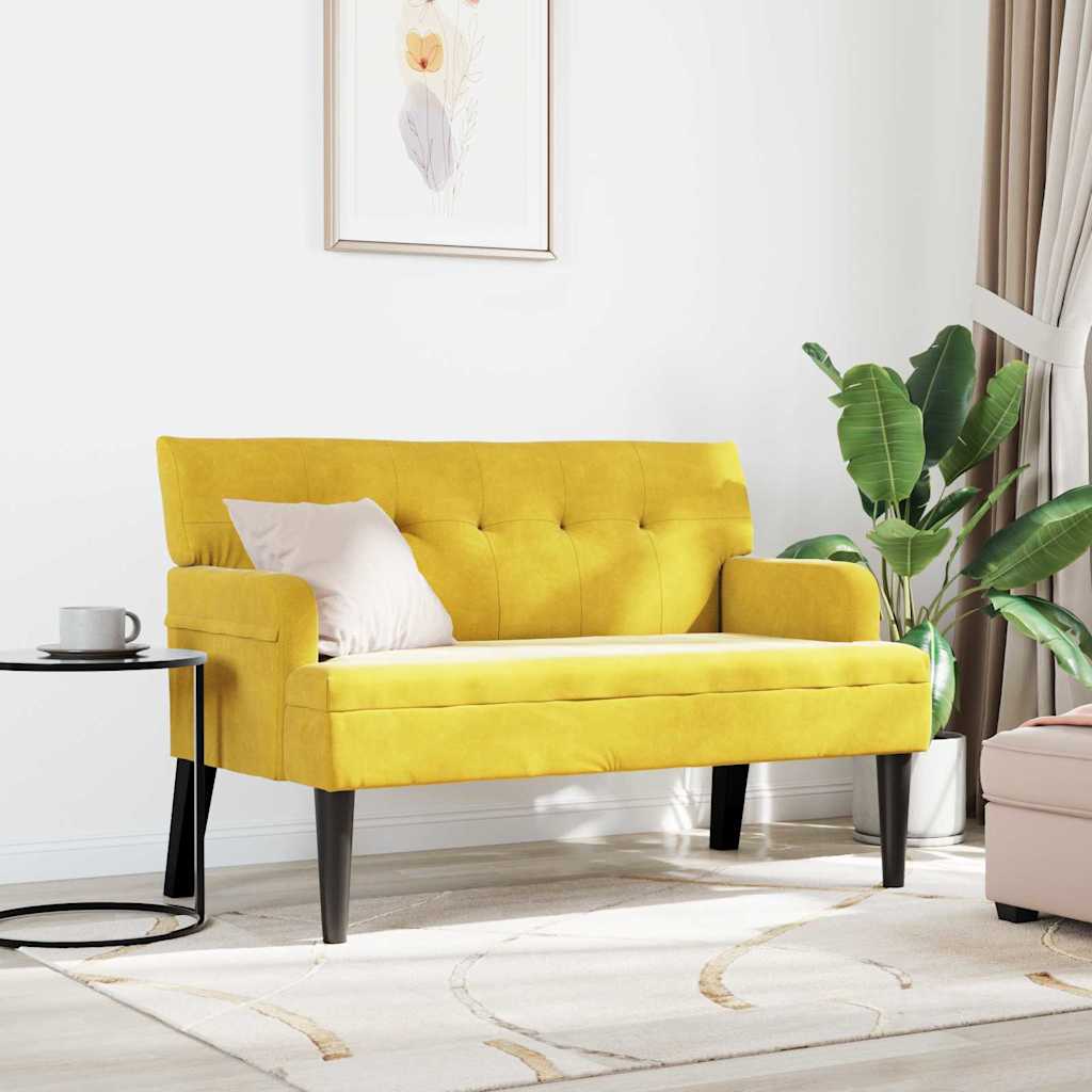 Banc Chesterfield Jaune 112 x 65.5 x 75 cm Velours - XIOS
