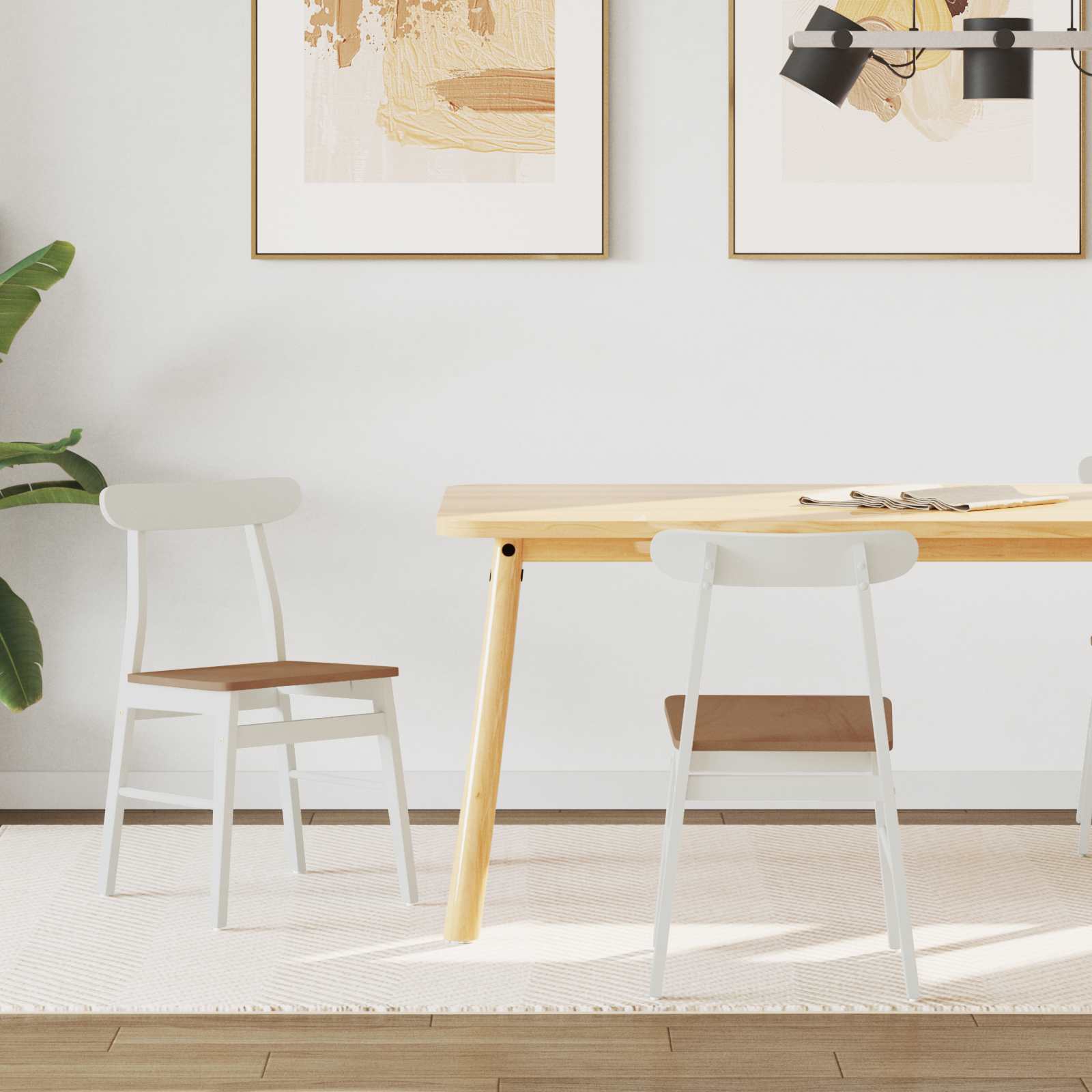 Chaise de salle à manger 2 pcs Blanc et Naturel - XIOS