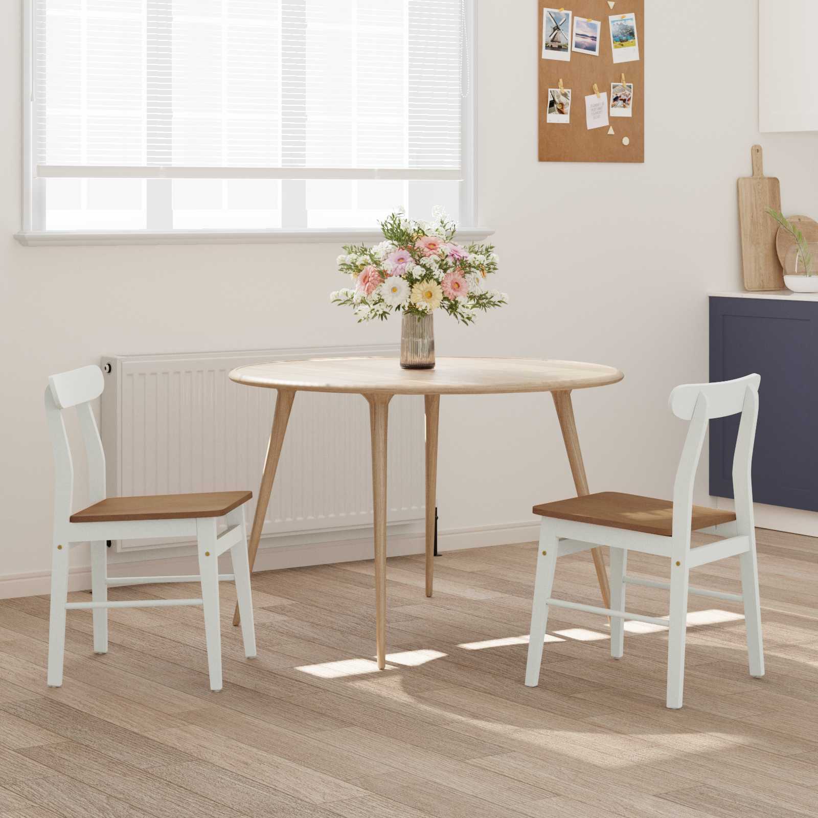 Chaise de salle à manger 2 pcs Blanc et Naturel - XIOS