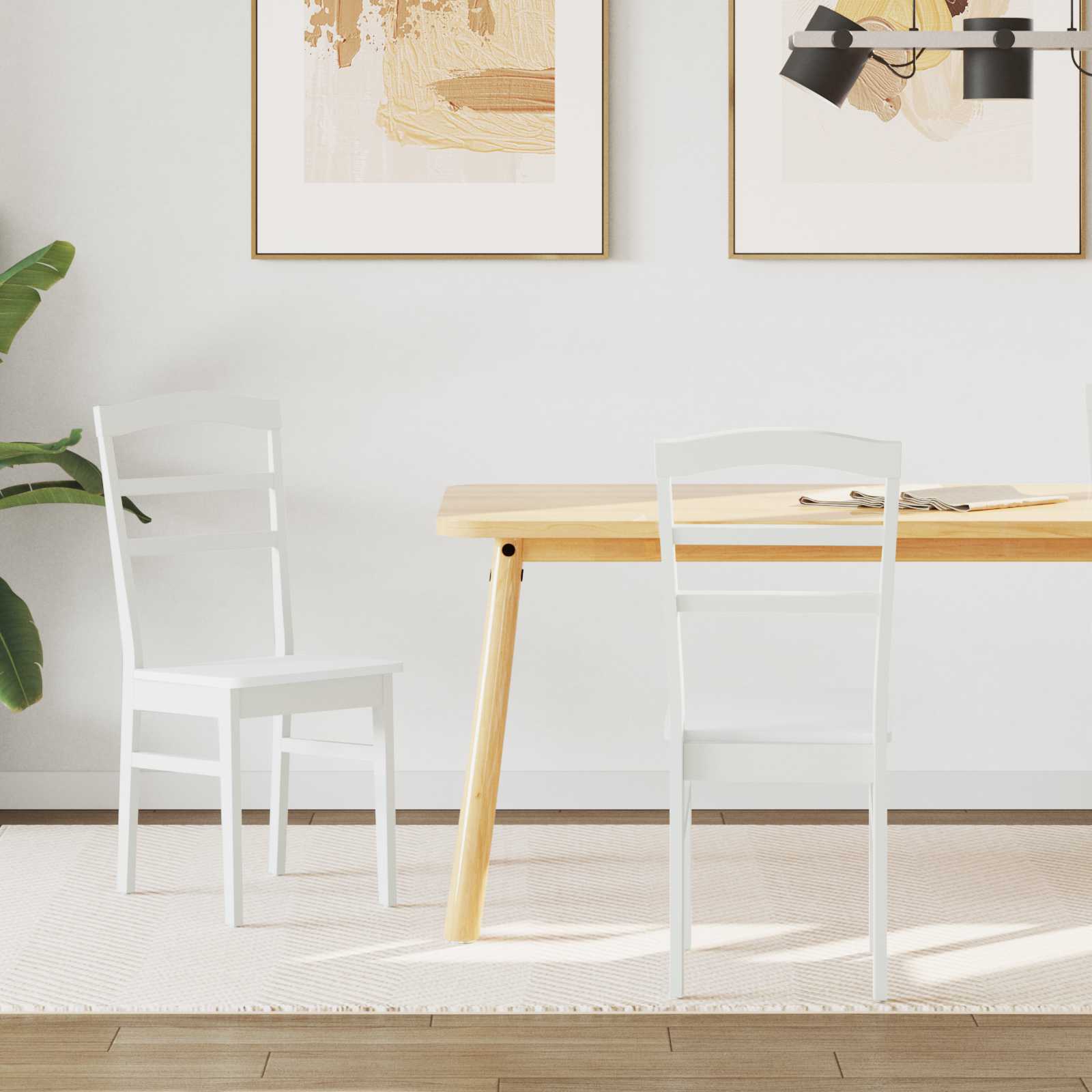 Chaise de salle à manger 2 pcs Blanc Bois de Caoutchouc Massif - XIOS