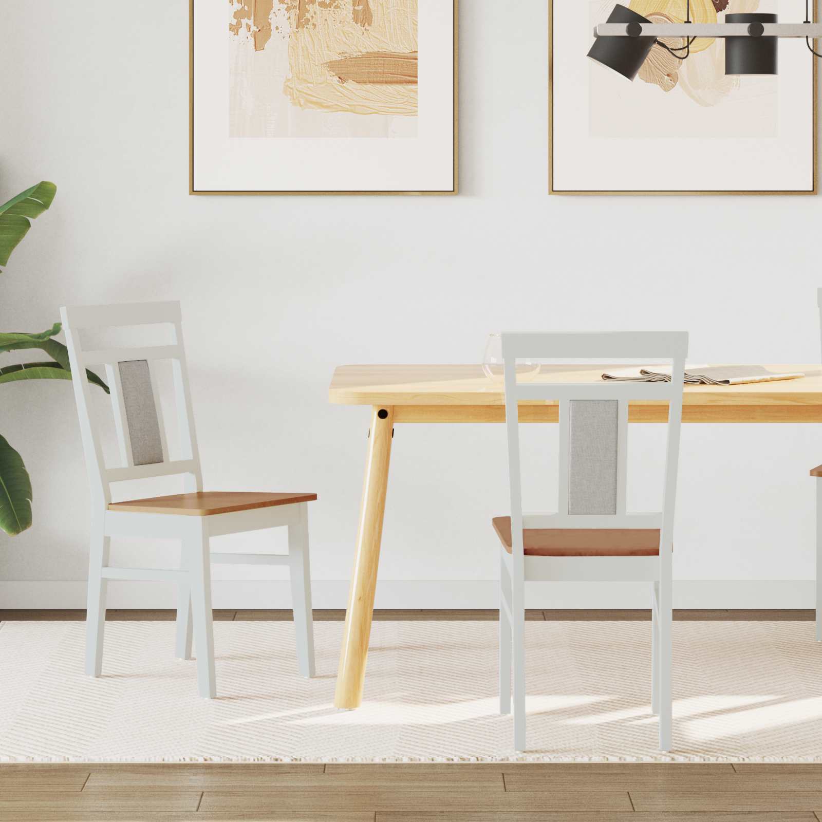 Chaise de salle à manger 2 pcs Blanc et Naturel - XIOS