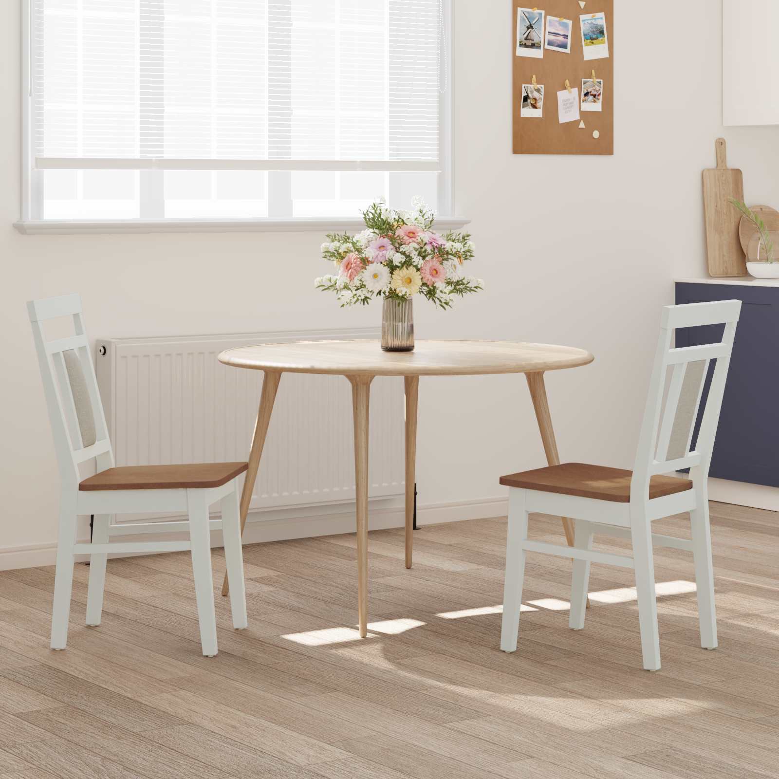 Chaise de salle à manger 2 pcs Blanc et Naturel - XIOS