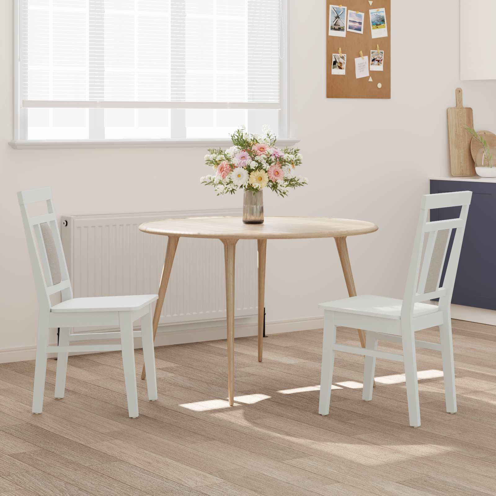 Chaise de salle à manger 2 pcs Blanc Bois de Caoutchouc Massif - XIOS