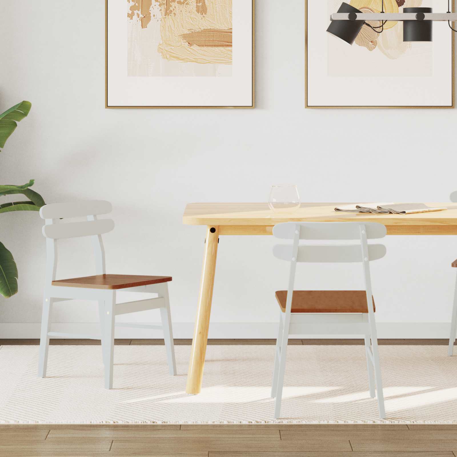 Chaise de salle à manger 2 pcs Blanc et Naturel - XIOS