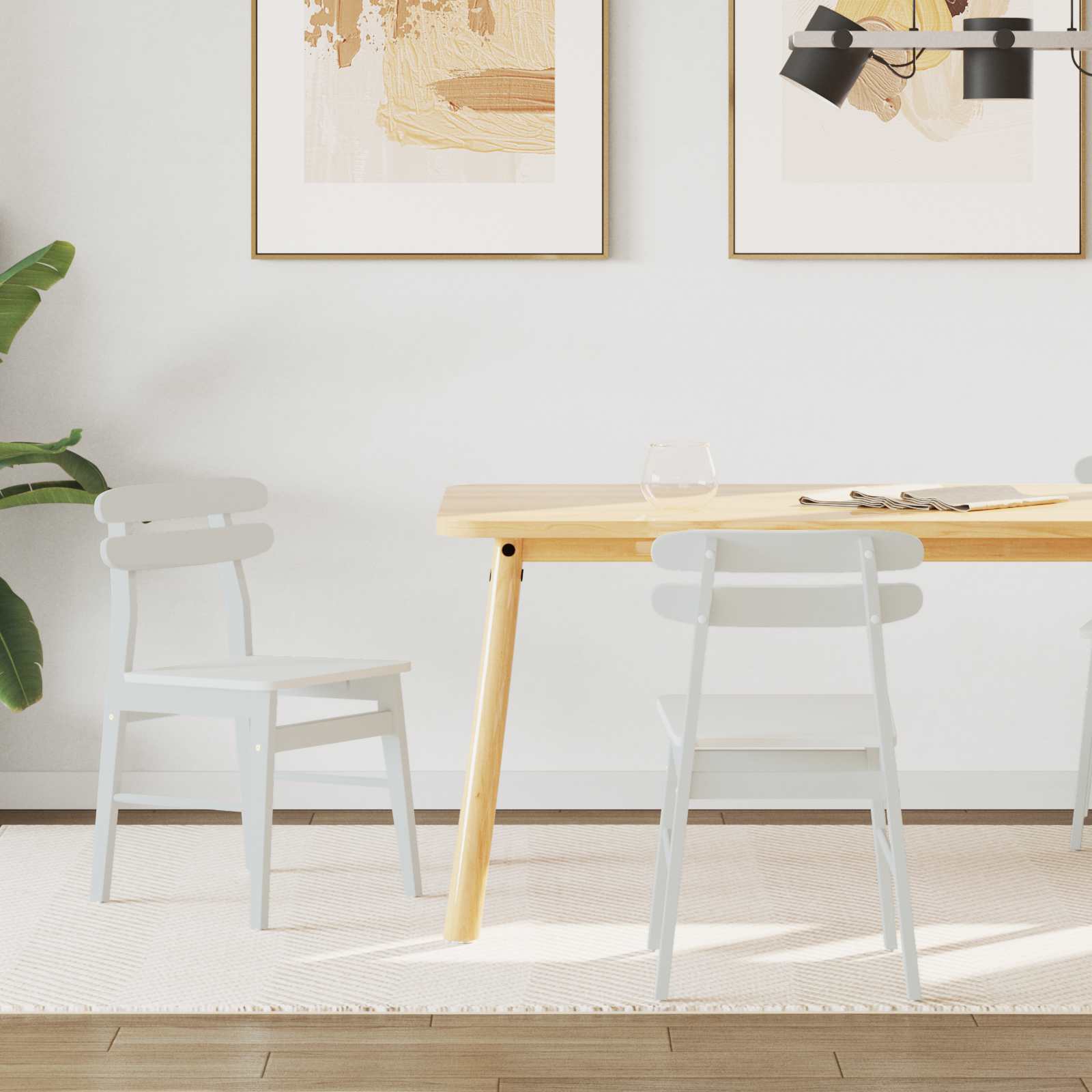 Chaise de salle à manger 2 pcs Blanc Bois de Caoutchouc Massif - XIOS