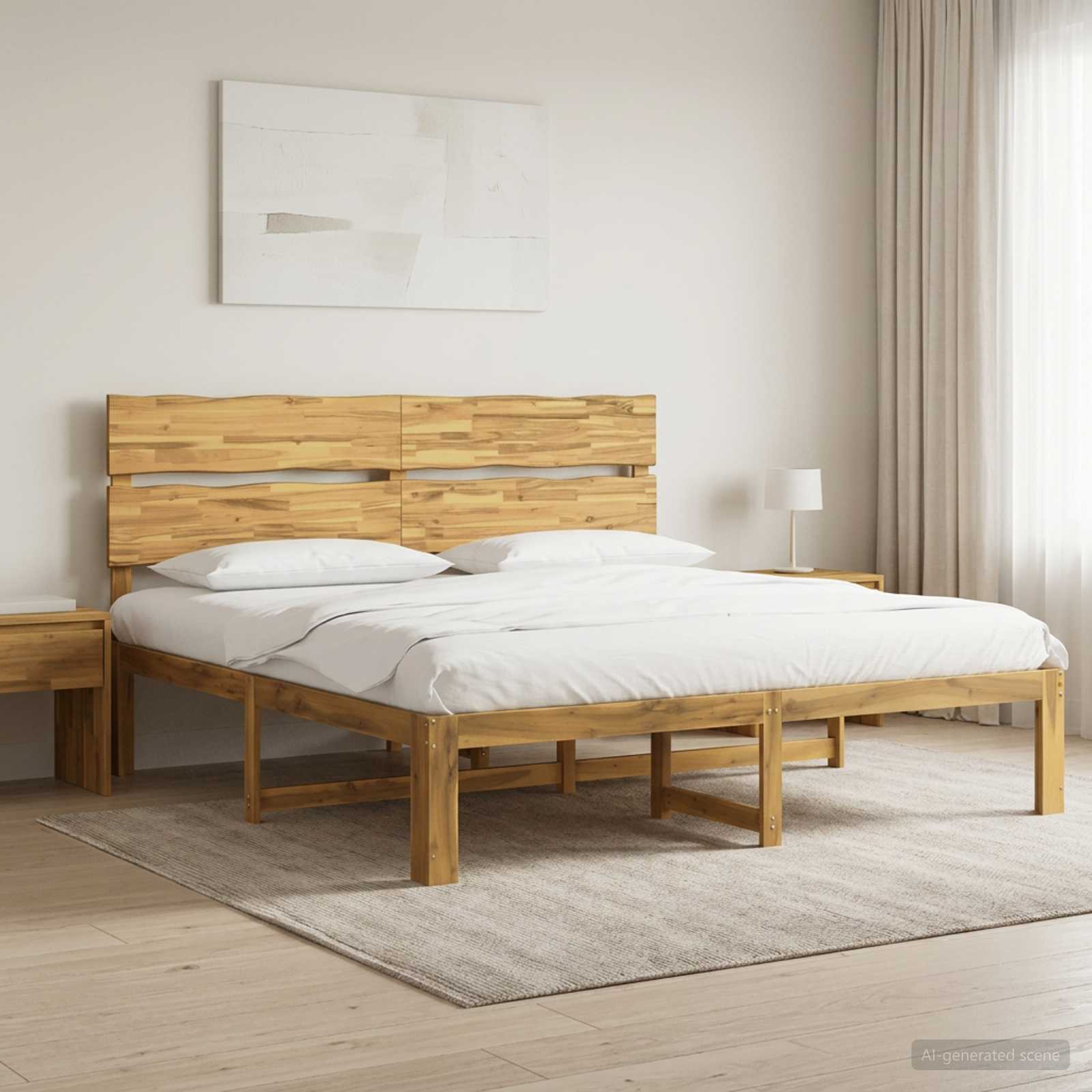 Cadre de lit double avec tête de lit ROSTOCK Blanc 200 x 200 cm