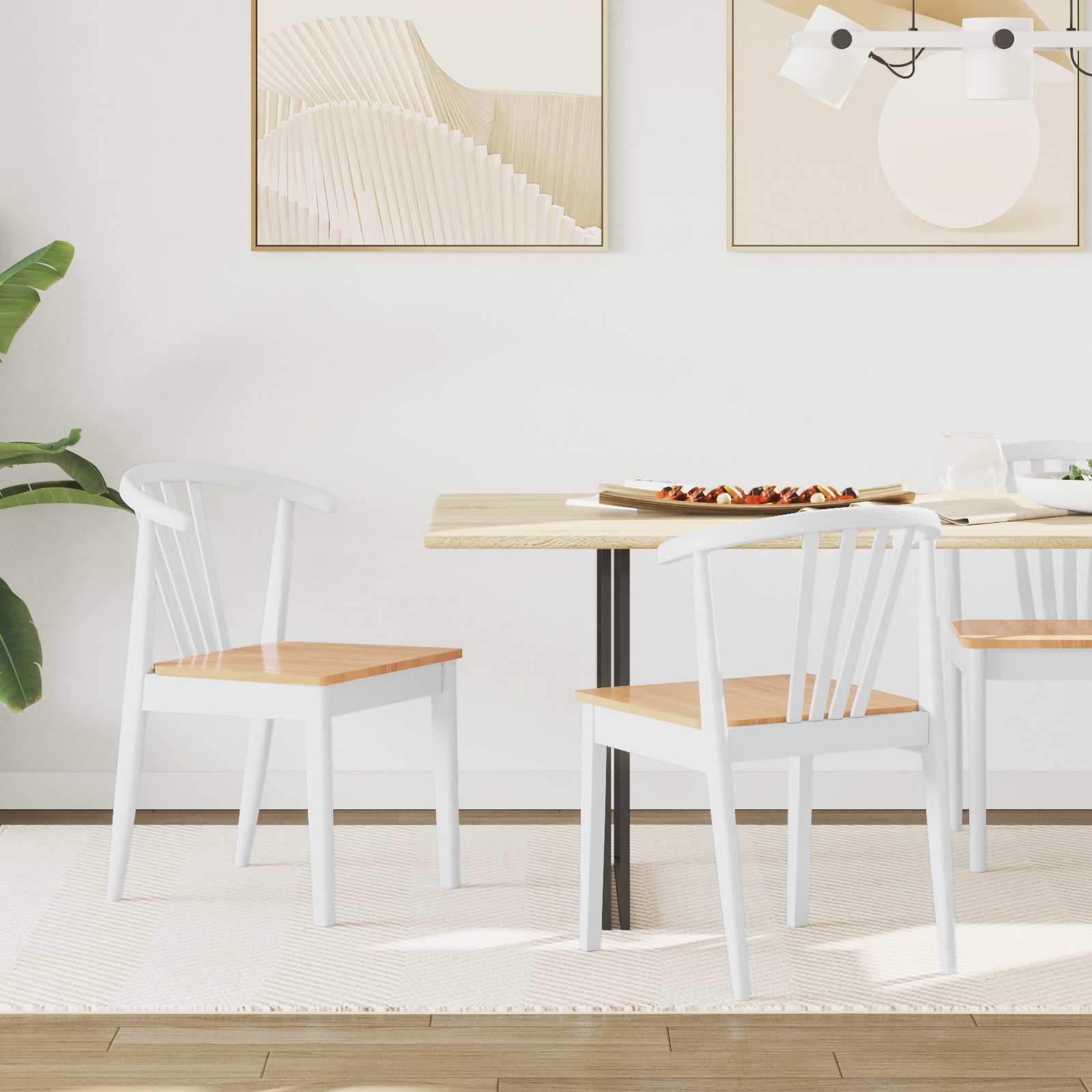 Chaise de salle à manger 2 pcs blanc et naturel - XIOS