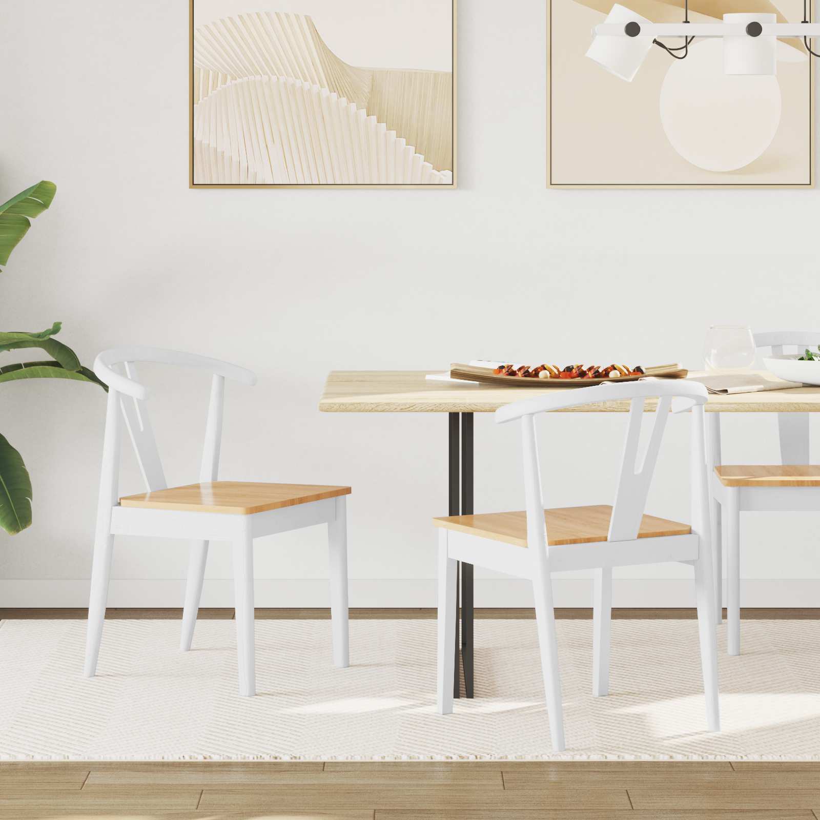Chaise de salle à manger 2 pcs Blanc et Naturel - XIOS