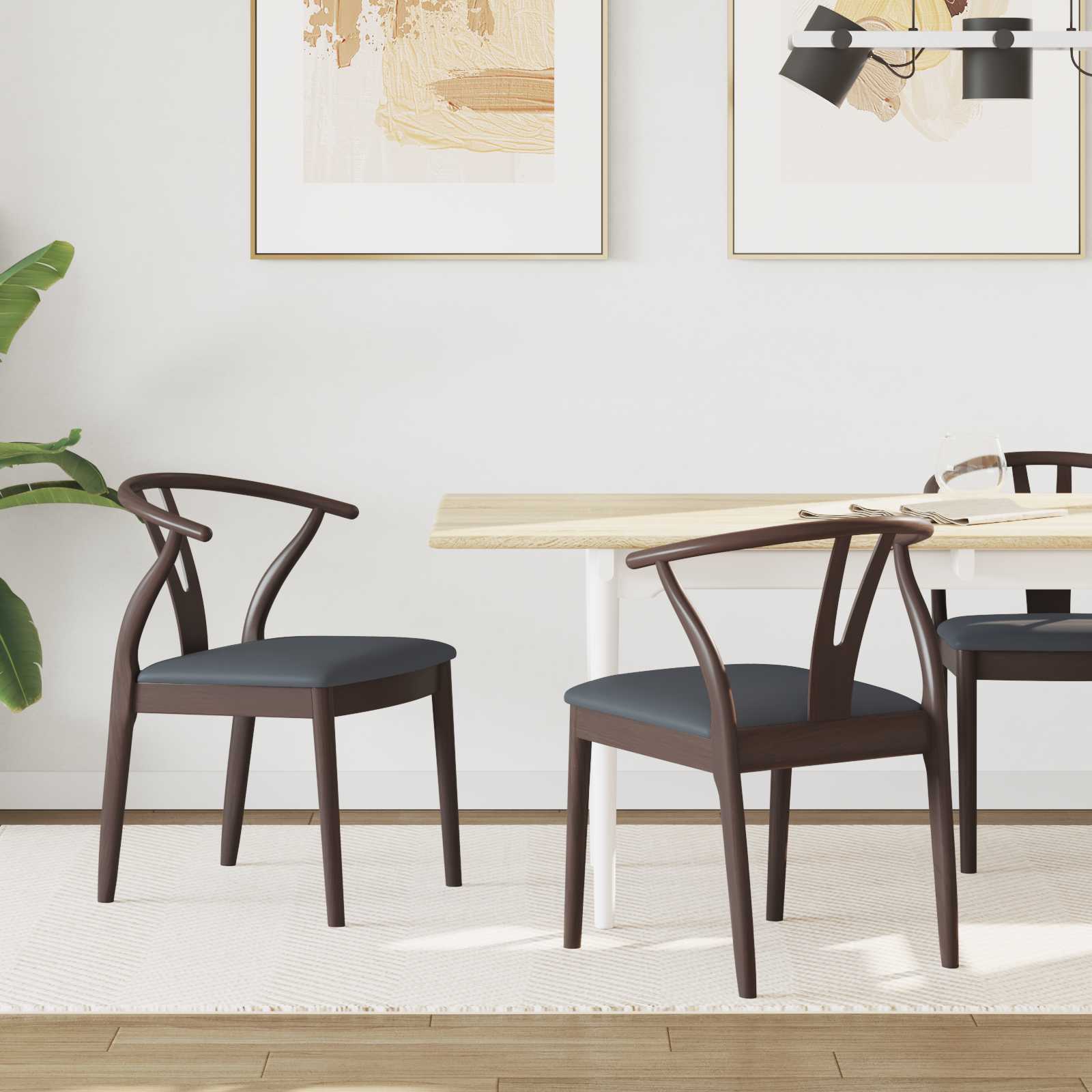 Chaise de salle à manger 2 pcs Marron clair et noir - XIOS