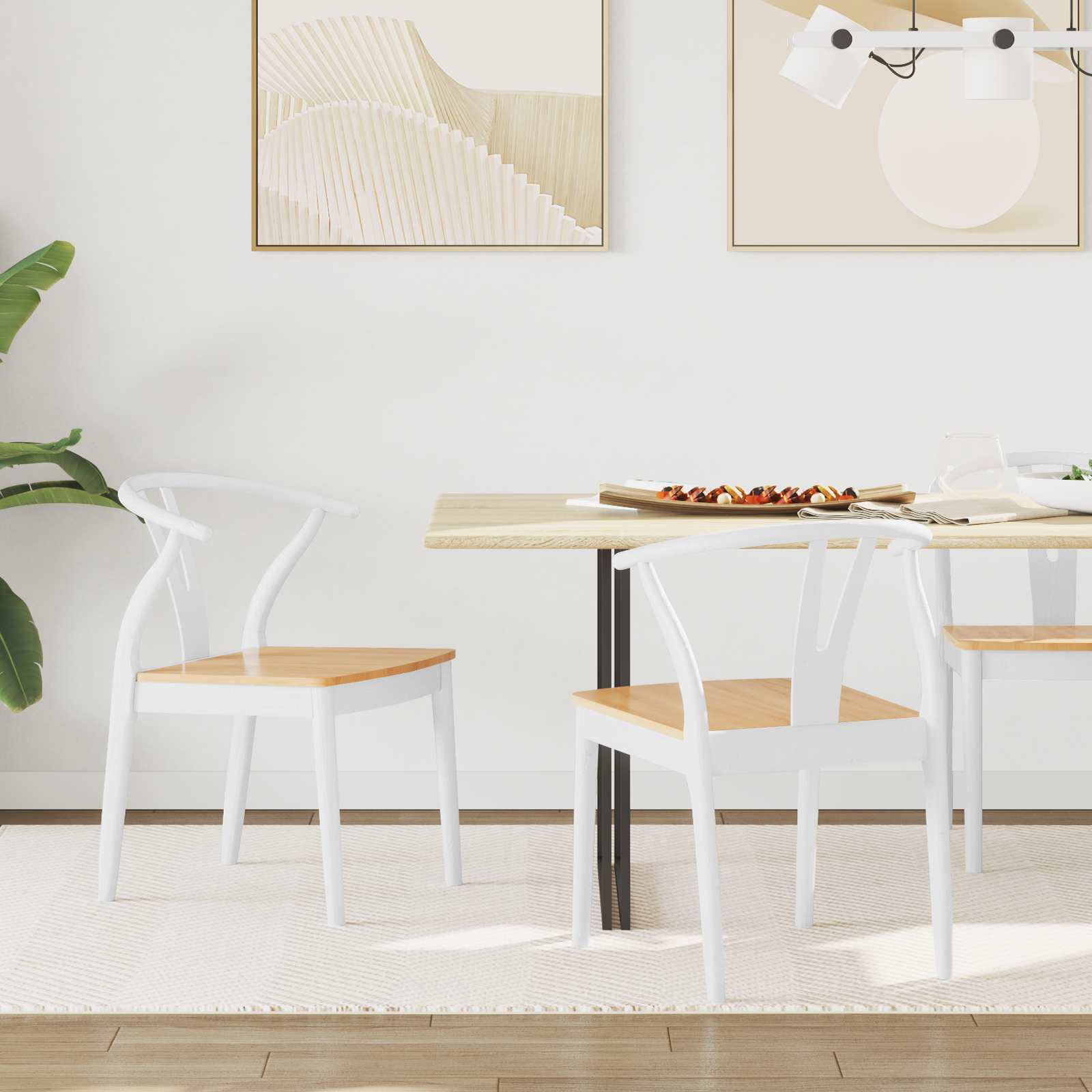 Chaise de salle à manger 2 pcs Blanc et Naturel - XIOS
