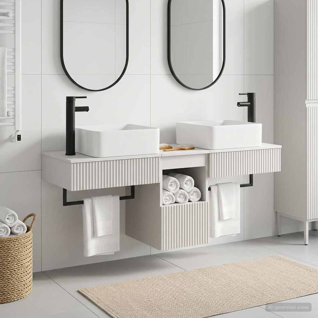 Ensemble d'armoire de salle de bain 3 pc Blanc 53 x 35 x 39 cm