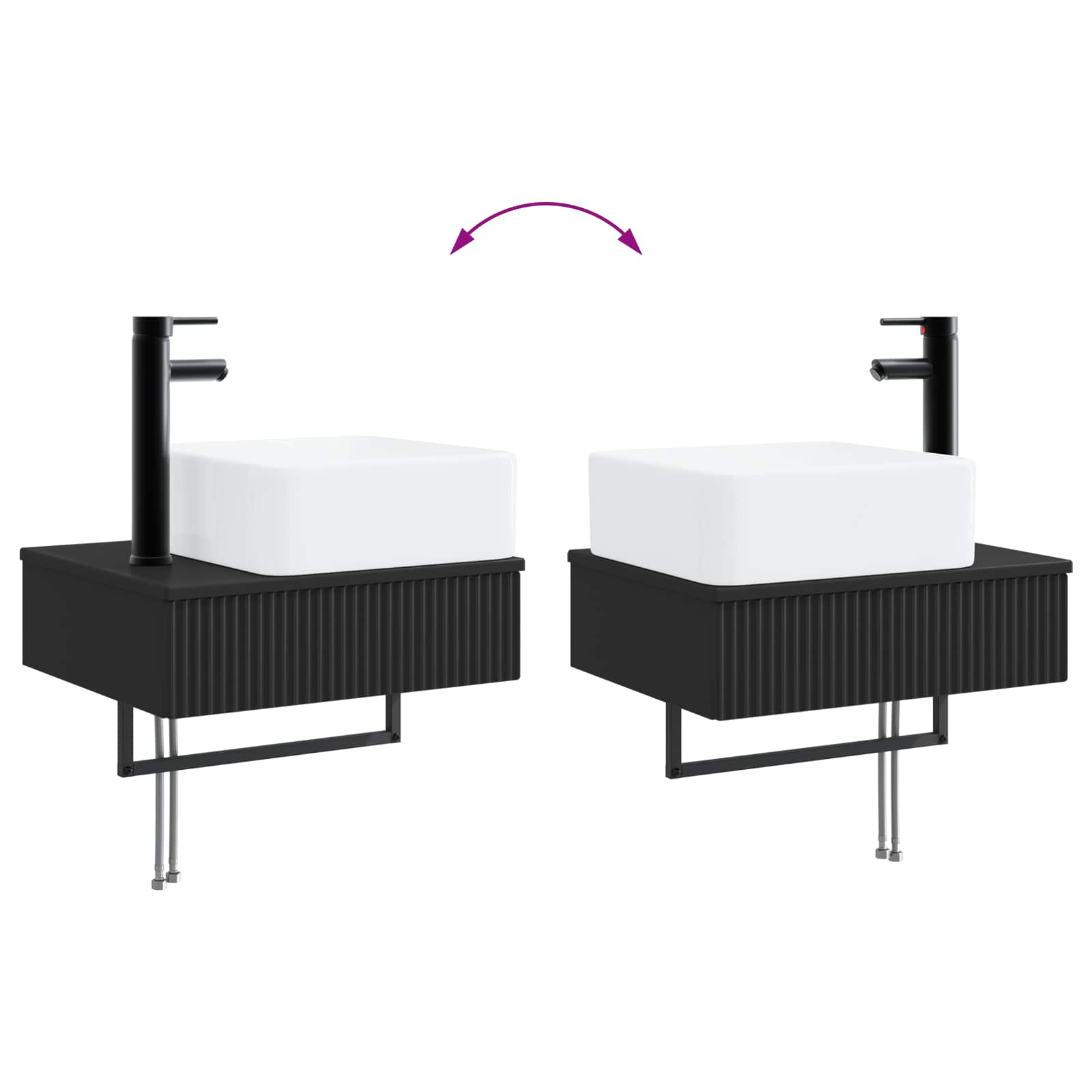Ensemble d'armoire de salle de bain 3 pc Noir 53 x 35 x 39 cm