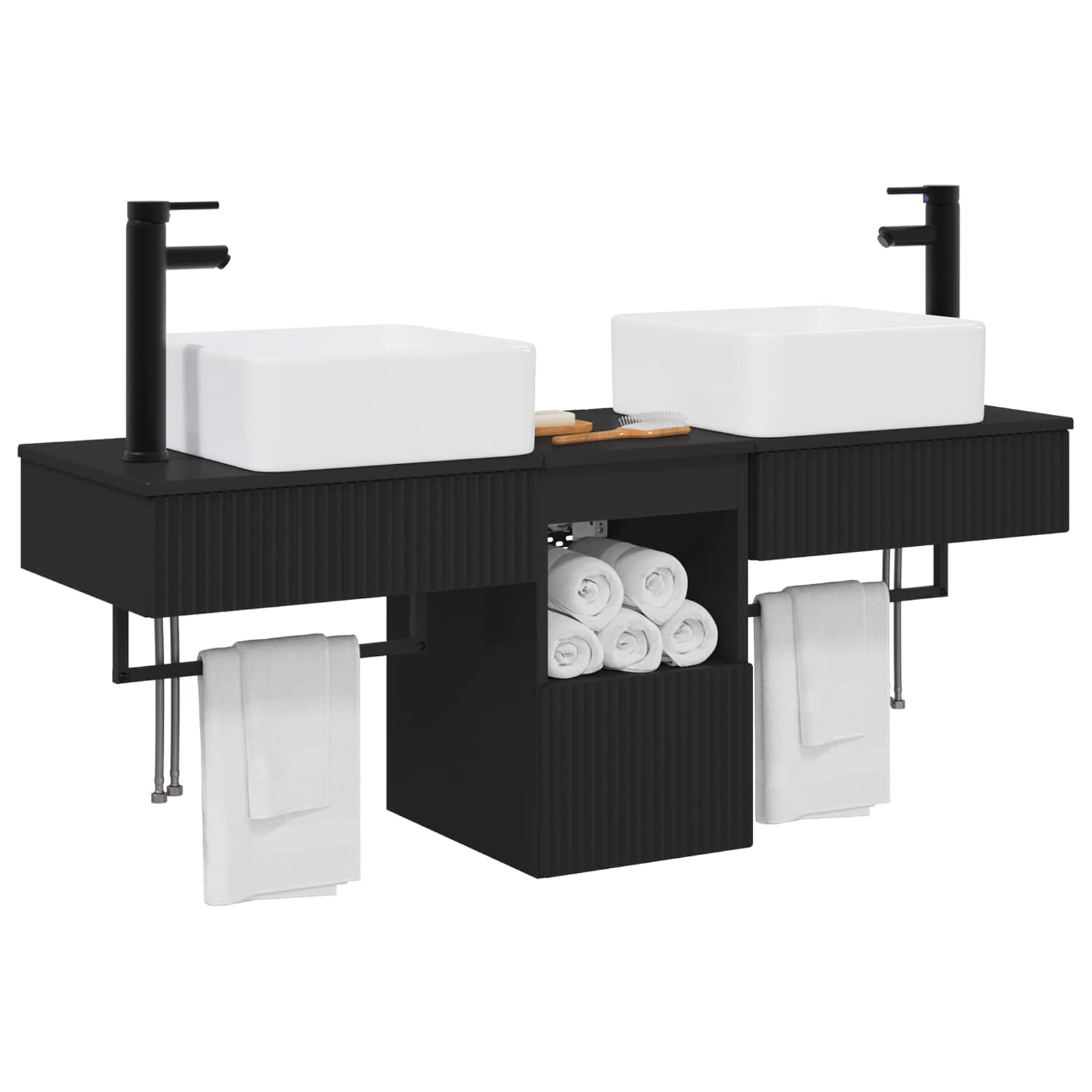 Ensemble d'armoire de salle de bain 3 pc Noir 53 x 35 x 39 cm