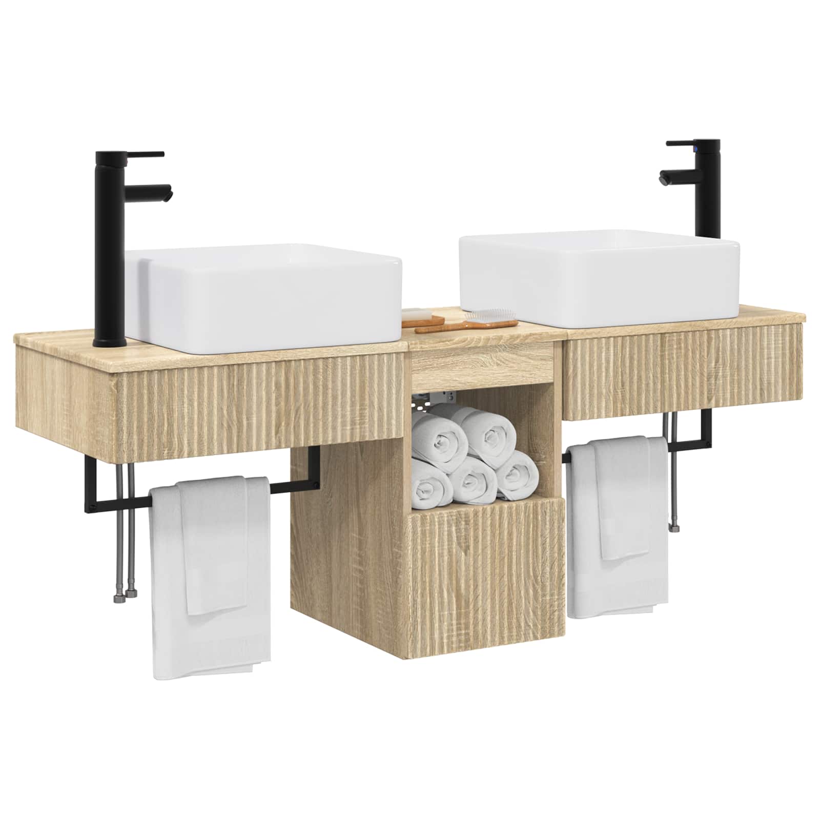 Ensemble d'armoire de salle de bain 3 pc Chêne Sonoma